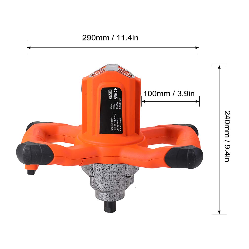 220V Electric Paddle Mixer - 2380W Handheld Paint & Mortar Blender, 0-1100 RPM, 50cm Shaft - Ideal for Mixing Cement, Paint, Mortar - Perfect for Construction, DIY Projects & Home Renovations