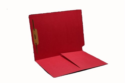 Red Letter Size Folders with 1 Top Fastener, 1/2 Pocket & End Tab - Perfect for Office Documents, School Projects and Home Organization