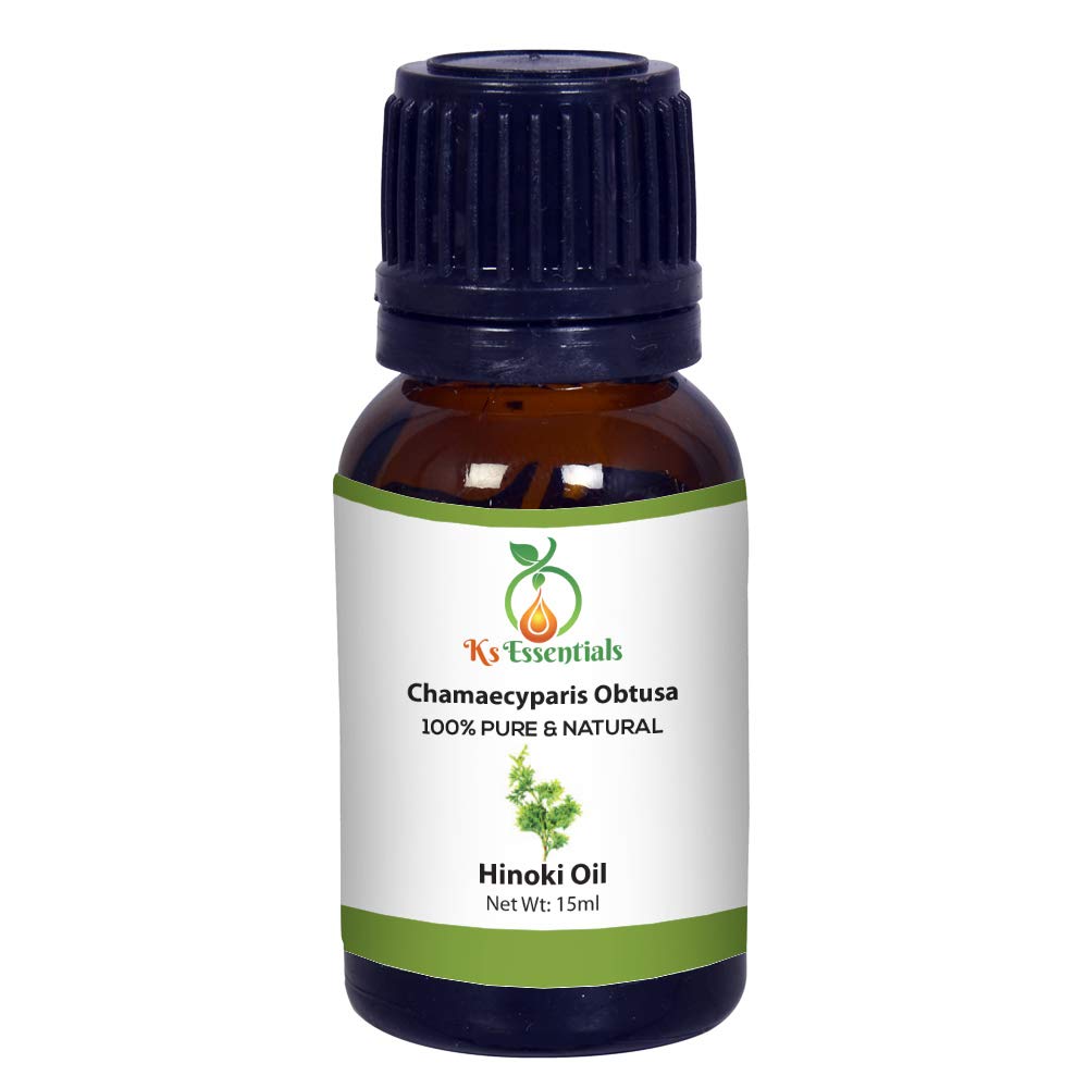 **Ks Essentials 100% Pure Hinoki Essential Oil (Chamaecyparis Obtusa) - Natural Steam Distilled Aromatherapy Oil (15ml) for Relaxation, Spa & Home Diffuser**