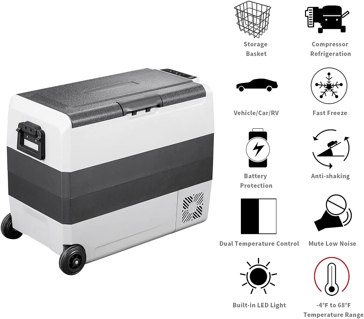 Alpicool T60 12V/24V Portable Car Refrigerator - 20 Quart Dual Zone Freezer & Fridge for Camping, Road Trips & Outdoor Adventures
