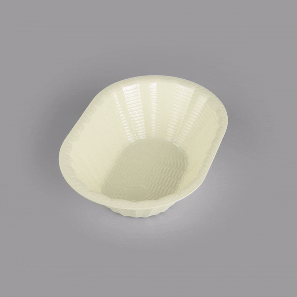 25 oz Disposable Cream Plastic Oval Food Serving Basket - 9.25