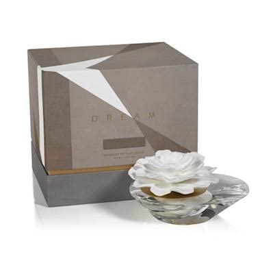 Zodax FIG VETIVER Dream Crystal Edition Porcelain Flower Aroma Diffuser - Premium Essential Oil Diffuser for Home, Office & Spa Relaxation | Perfect for Aromatherapy, Stress Relief & Creating Calming Atmosphere