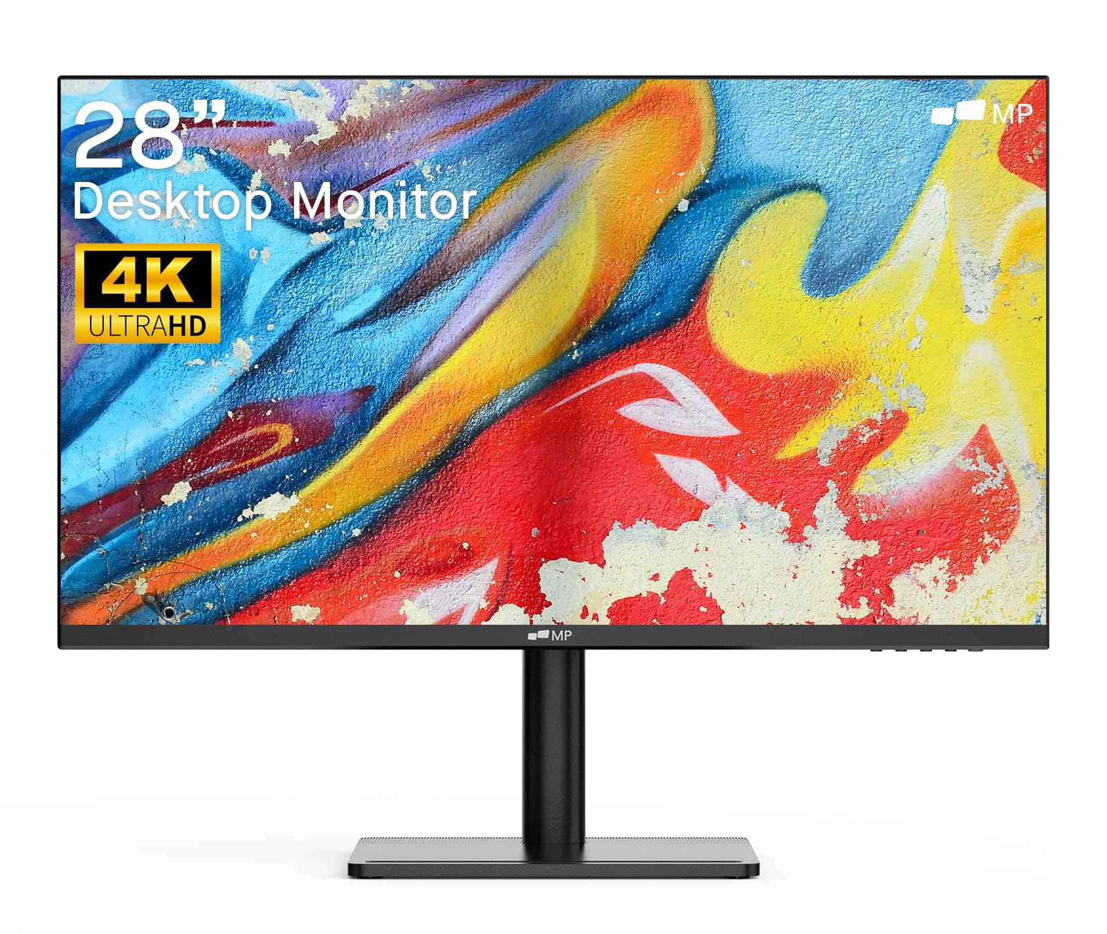 28 Inch UHD 4K Computer Monitor - MP New Mobile Pixels Flat Screen Gaming Monitor with 60Hz Refresh Rate, Tilt & Height Adjustment, Flicker-Free Technology, FPS/RTS Game Modes - VESA Wall Mount & Desktop Stand for Home Office, Gaming & Professional Workstations