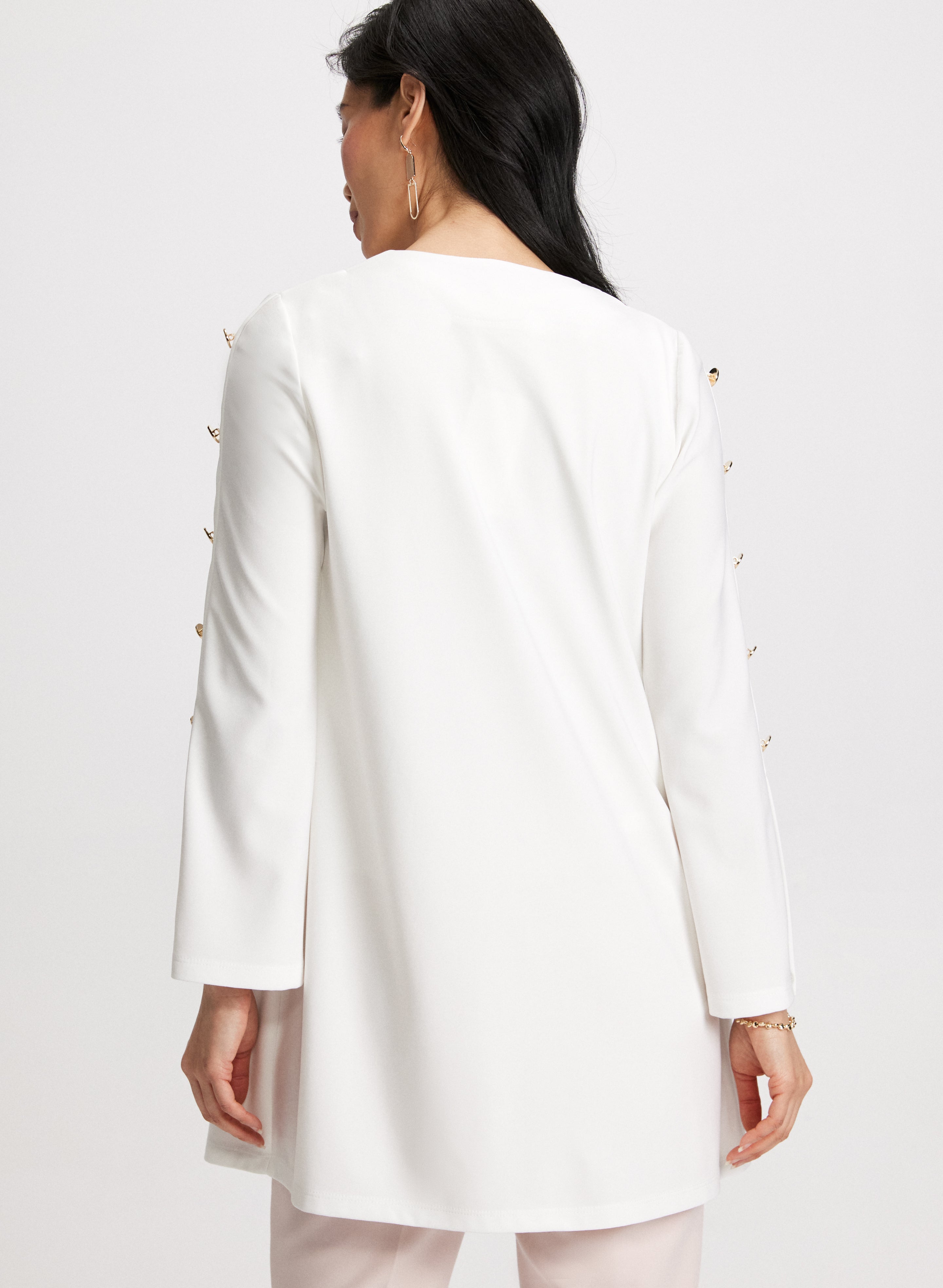 Stylish Button Detail Open Front Top for Women - Casual & Office Wear - Perfect for Layering Outfits