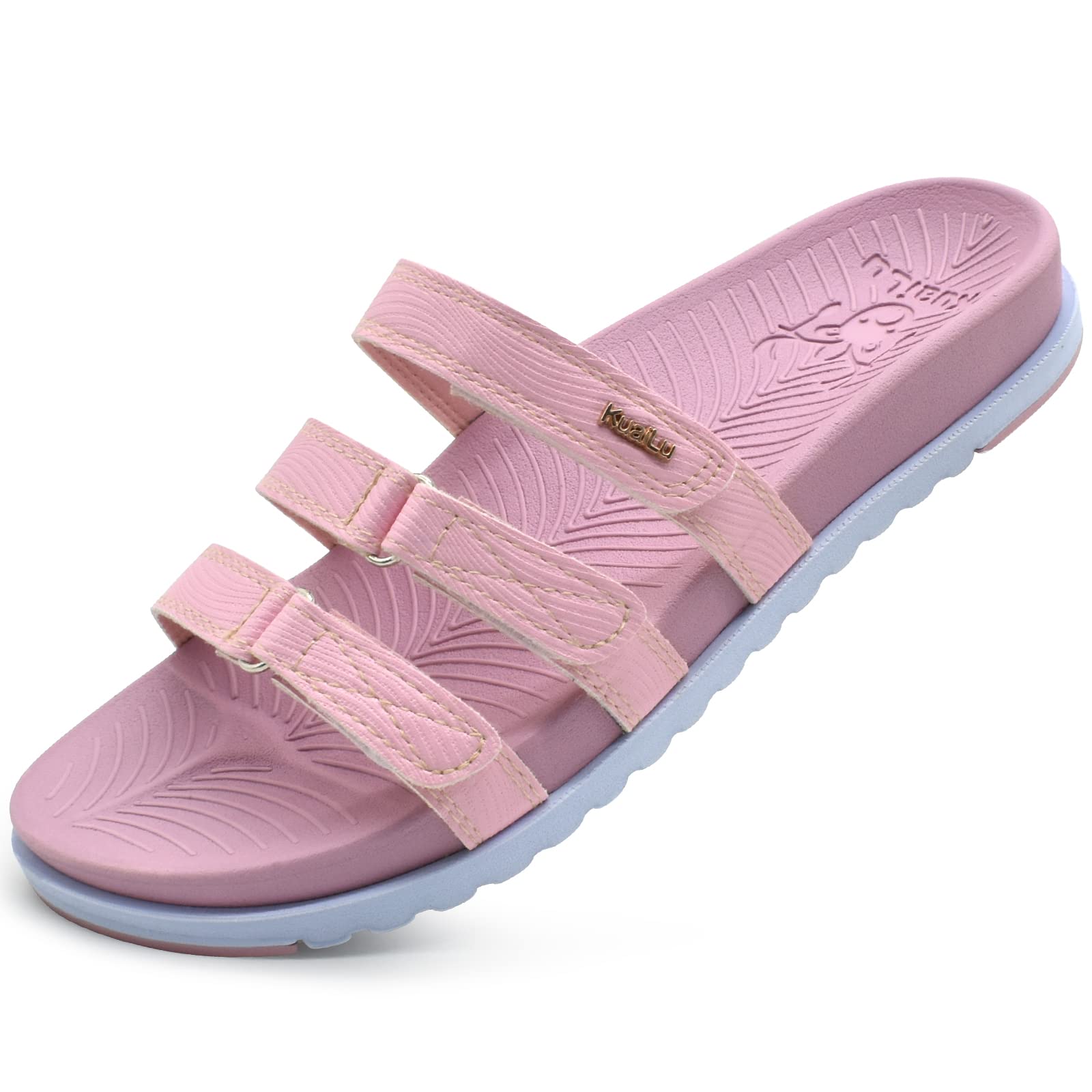 **KuaiLu Women's Orthotic Slides - Comfortable Plantar Fasciitis Sandals with Arch Support, Soft Cushion & Adjustable Straps - Lightweight Slip-On Sandals for Walking, Travel & Home Use**