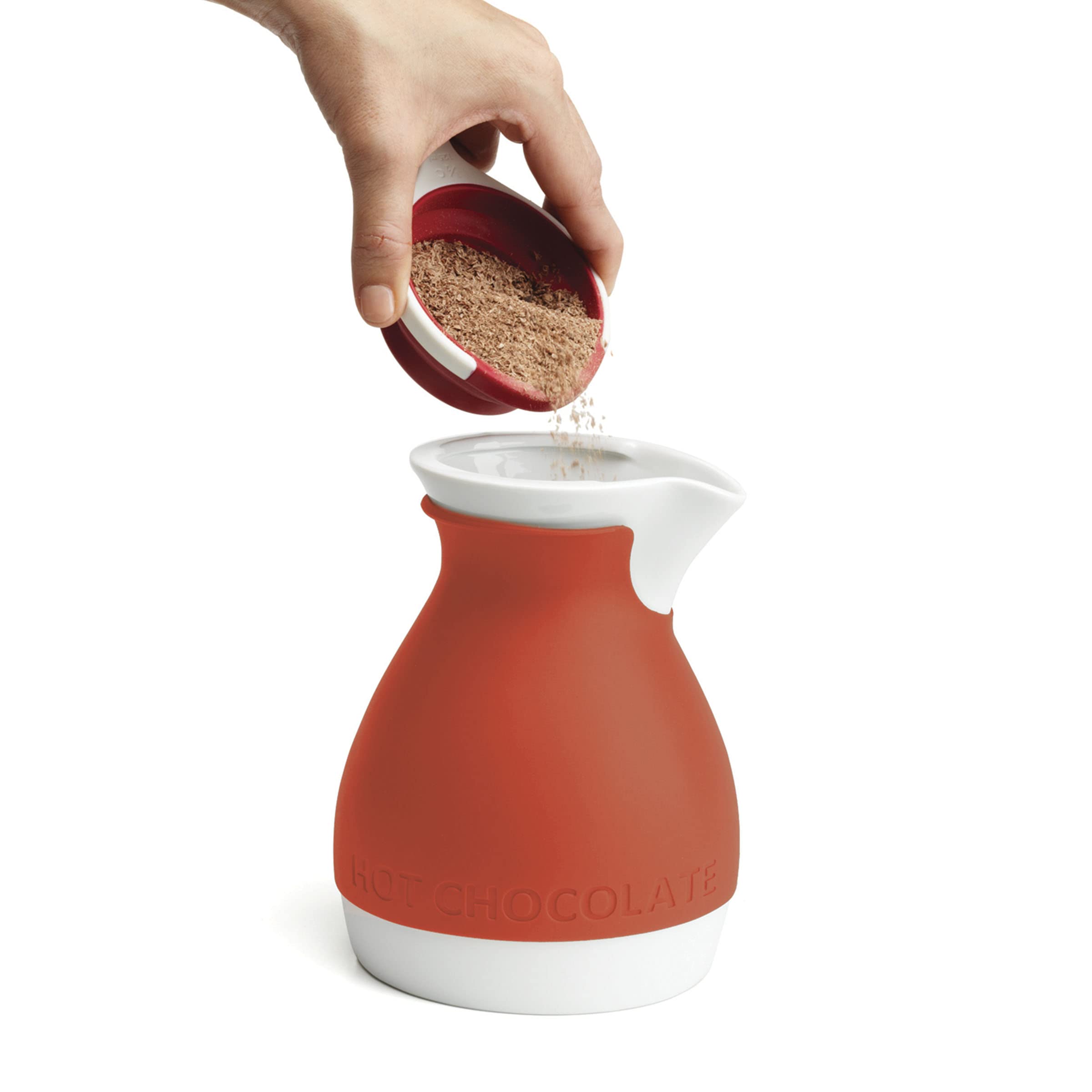 Chef'n 5297061 Hot Chocolate Pot with Built-in Frother - BPA-Free Plastic Electric Milk Warmer for Homemade Cocoa, Latte & Cappuccino - Perfect for Cozy Winter Nights & Holiday Gift Giving