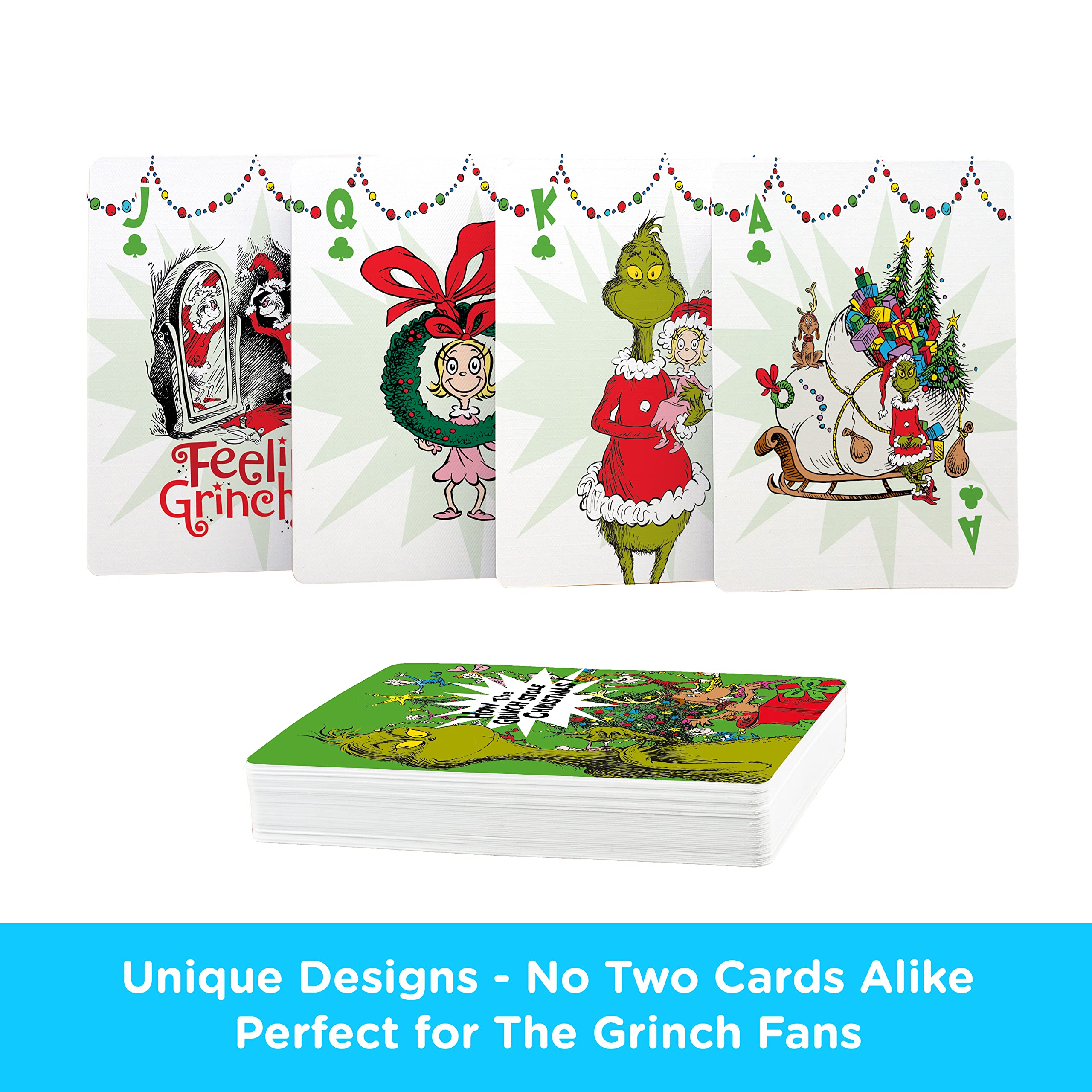 Officially Licensed Grinch Playing Cards - Premium Poker Size Deck with Linen Finish for Poker, Blackjack & Family Game Nights - AQUARIUS Collectible Card Game Merchandise