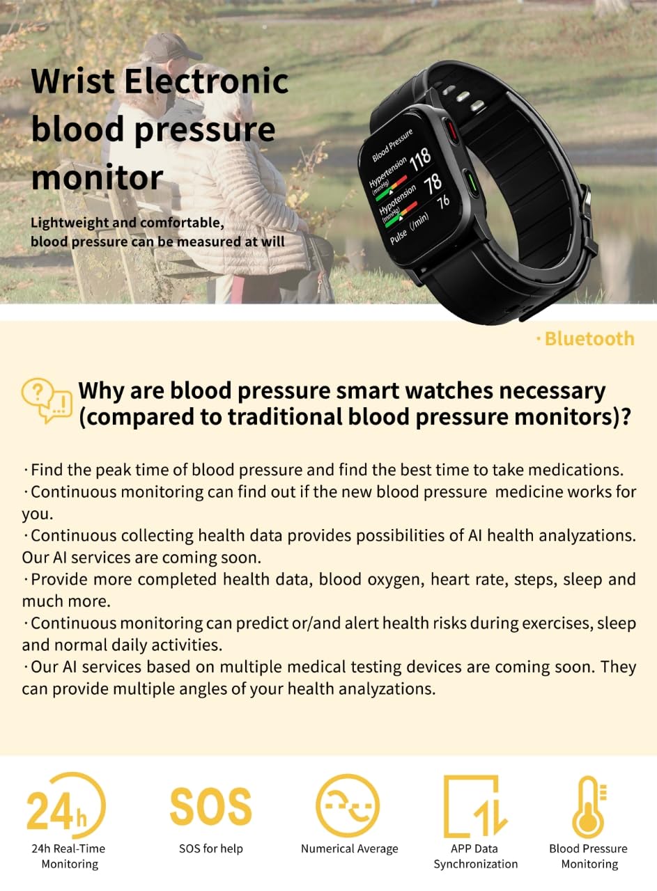 Smart Watch with Blood Pressure, Heart Rate & Blood Oxygen Monitor - Fitness Tracker with Sleep & Step Tracking, Bluetooth Compatible with iOS & Android - Perfect for Workouts, Running & Daily Health Monitoring