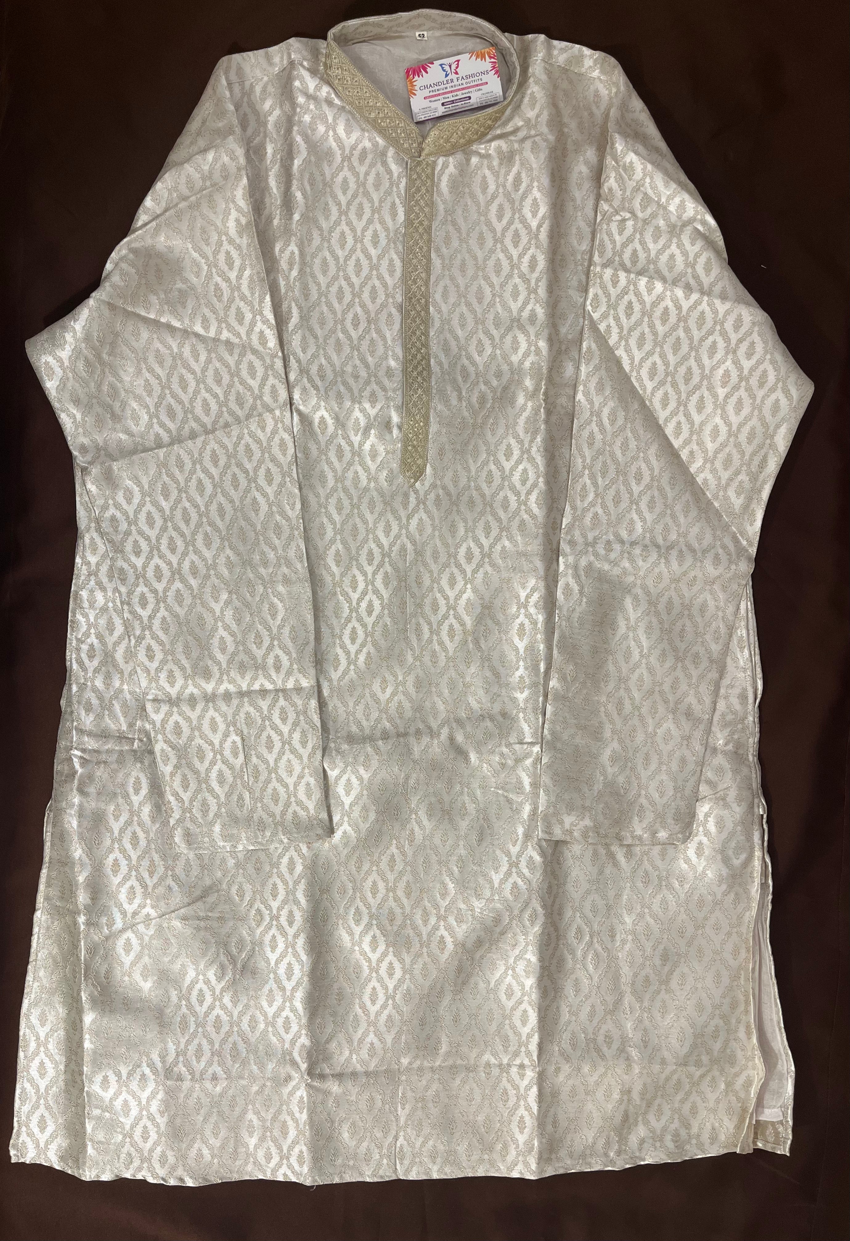 Elegant Cream Color Full Sleeve Embroidered Kurta Pajama Set for Men | Traditional Indian Ethnic Wear for Weddings & Festivals