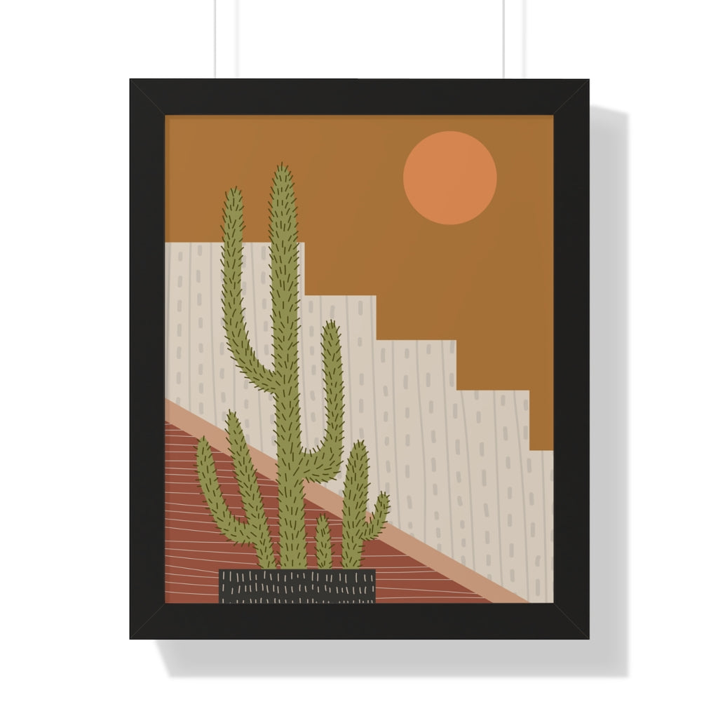 Modern Cactus Art Framed Vertical Poster - Desert Plant Wall Decor for Living Room, Bedroom & Office - Perfect for Boho Home Decor & Housewarming Gifts