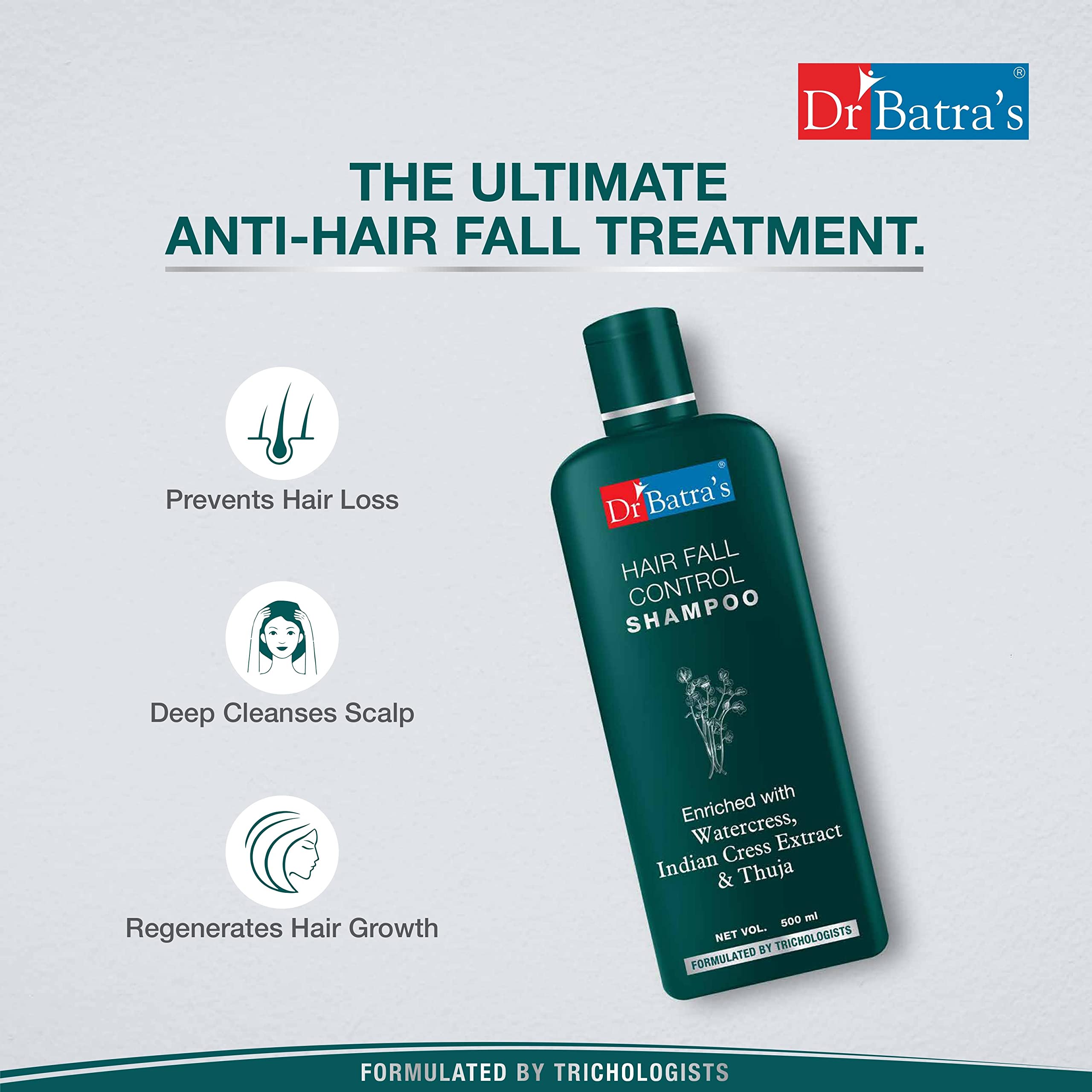 Dr. Batra's Hair Growth Kit - Hair Vitalizing Serum (125ml), Hair Fall Control Shampoo (500ml) & Oil (200ml) with Thuja & Ginseng for Healthy Scalp | Complete Hair Care Solution for Thinning Hair & Hair Loss Treatment | Perfect for Daily Hair Regimen & Scalp Nourishment
