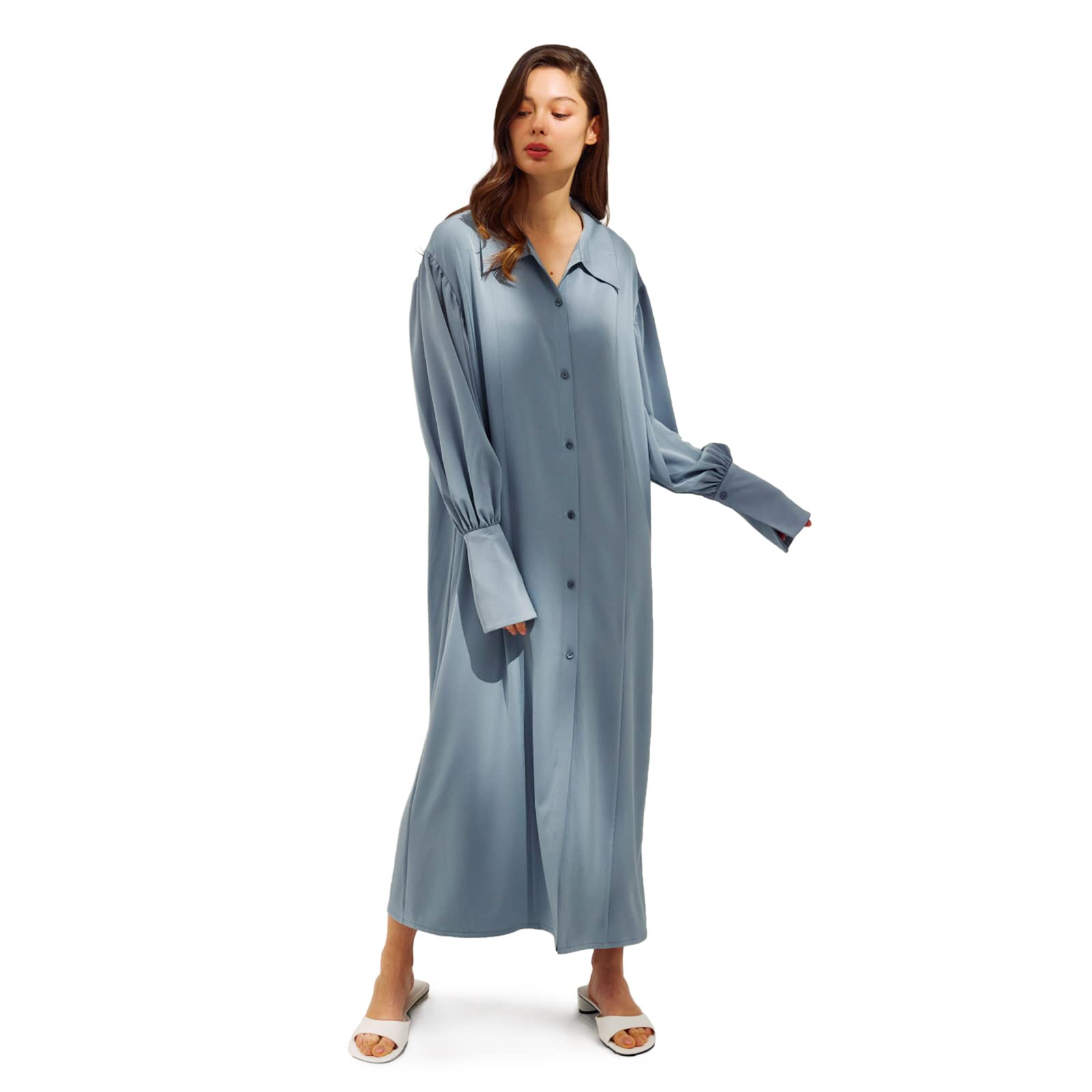 NapLoungewear Women's Draped Long Sleeve Maxi Dress - Soft Comfortable Lounge Dress for Relaxing at Home, Yoga & Casual Outings