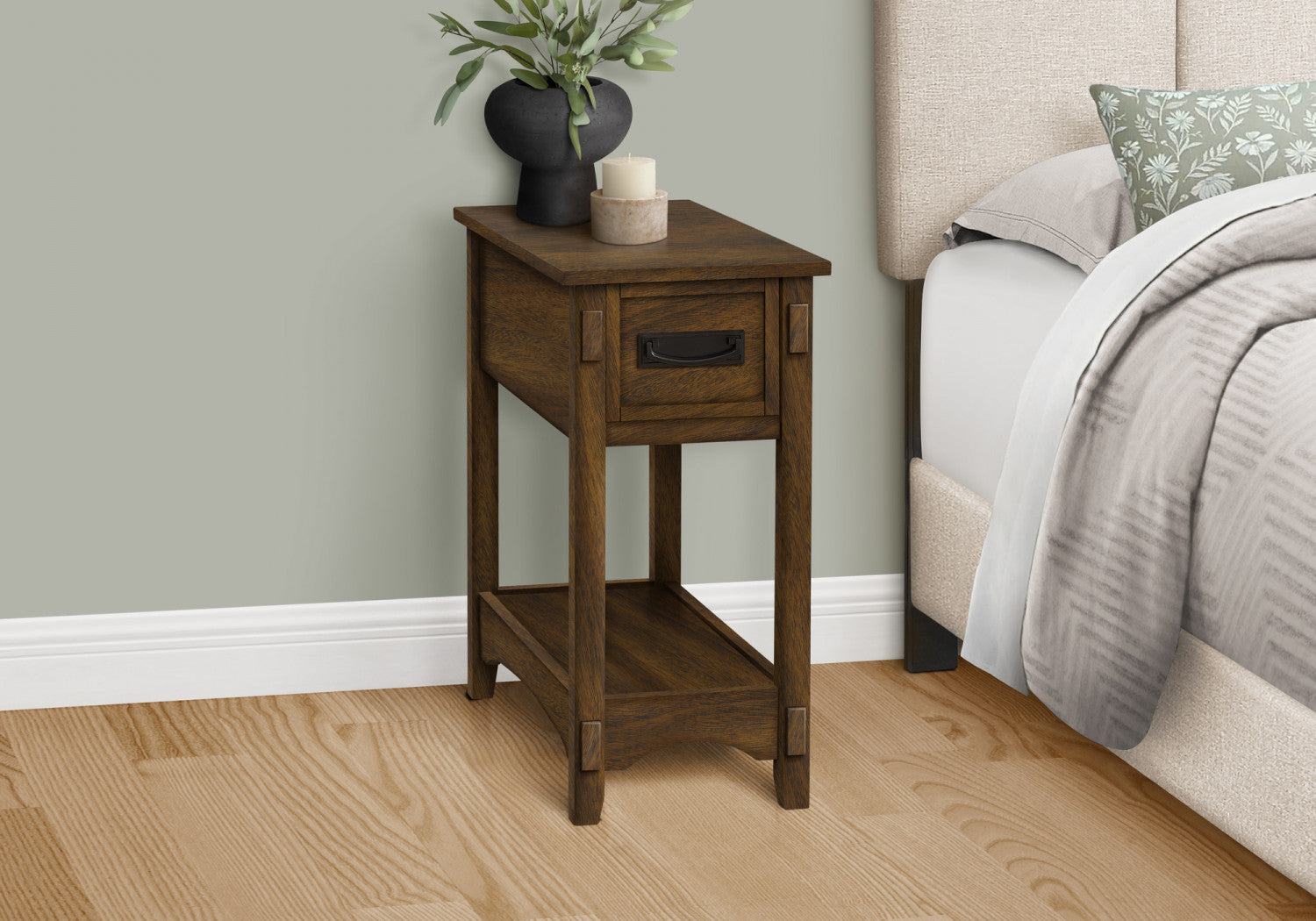 Aurea Walnut Side Table - Modern End Table for Living Room, Bedroom & Office - Stylish Small Accent Table with Wooden Finish