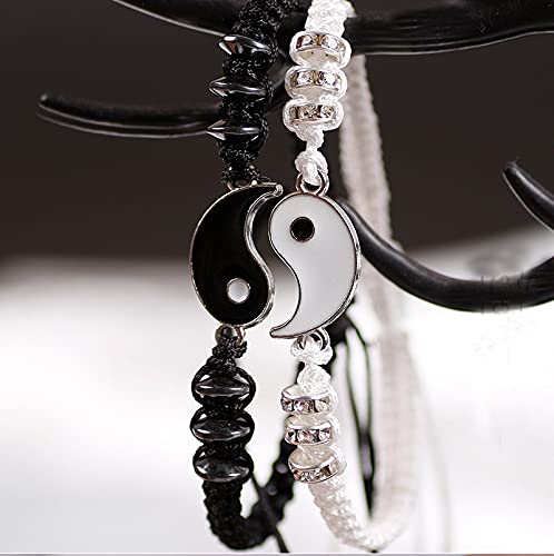 Yin Yang Couple Bracelet and Necklace Set - 6 Piece Adjustable Handmade Friendship Bracelets for Couples, Best Relationship Gifts for Valentine's Day, Anniversary & Romantic Occasions | Perfect for Matching Couple Outfits and Meaningful Gift Giving