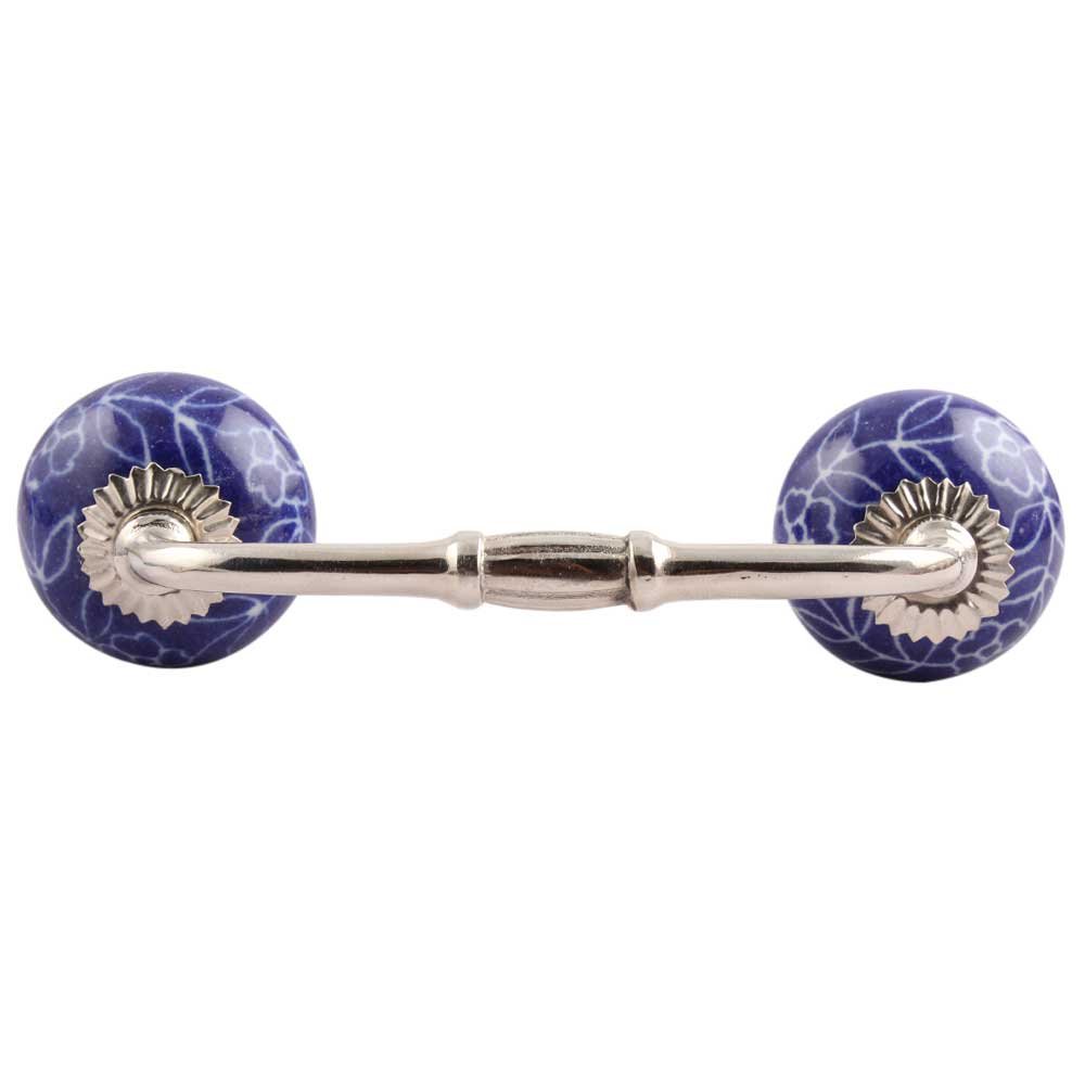 Vintage Ceramic Drawer Pulls - Floral Blue Cabinet Handles 4
