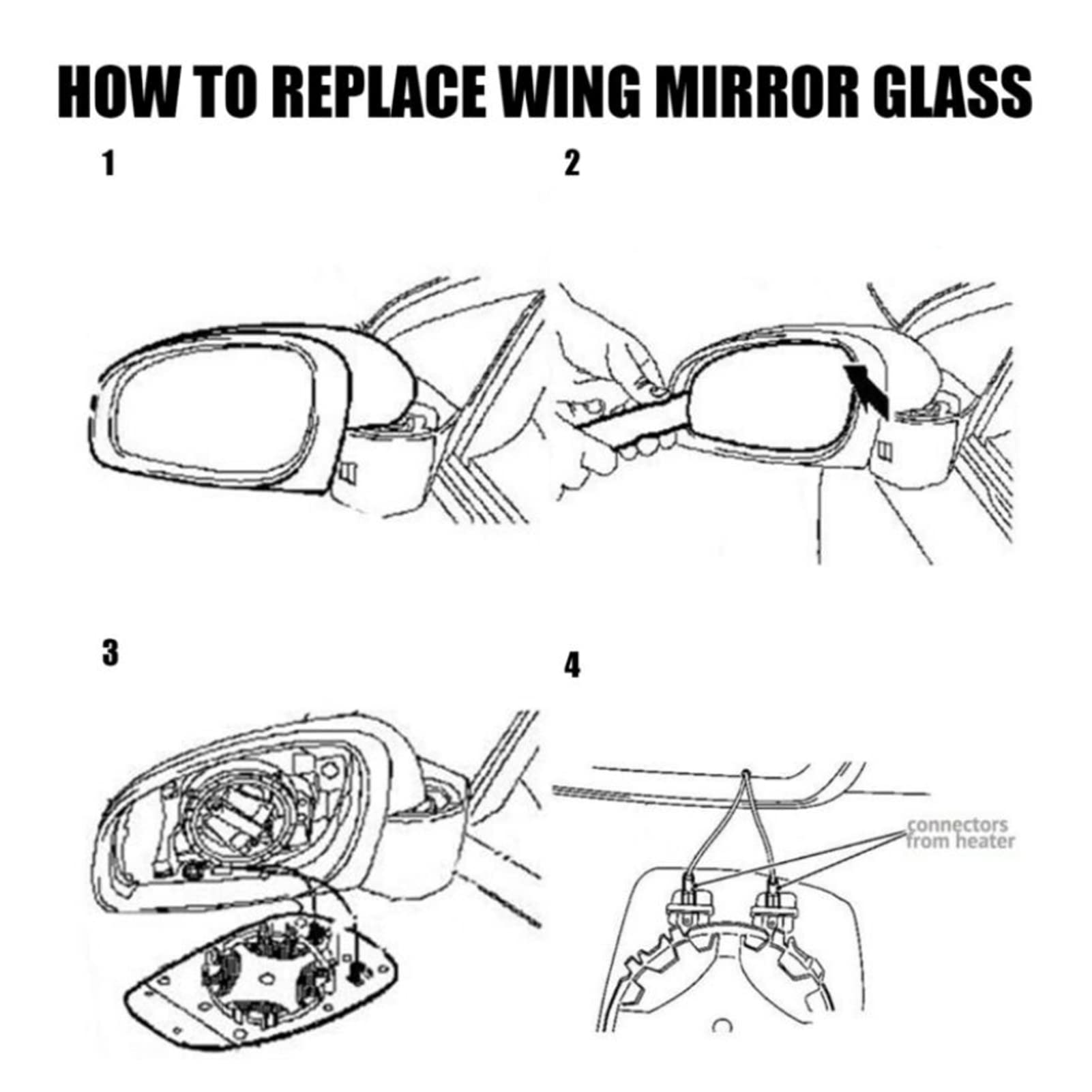 Qiilu Heated Side Mirror Replacement for Nissan Qashqai J10 2006-2013 - Left Side Exterior Mirror Glass (2PCS) - Perfect for Winter Driving & Enhanced Visibility