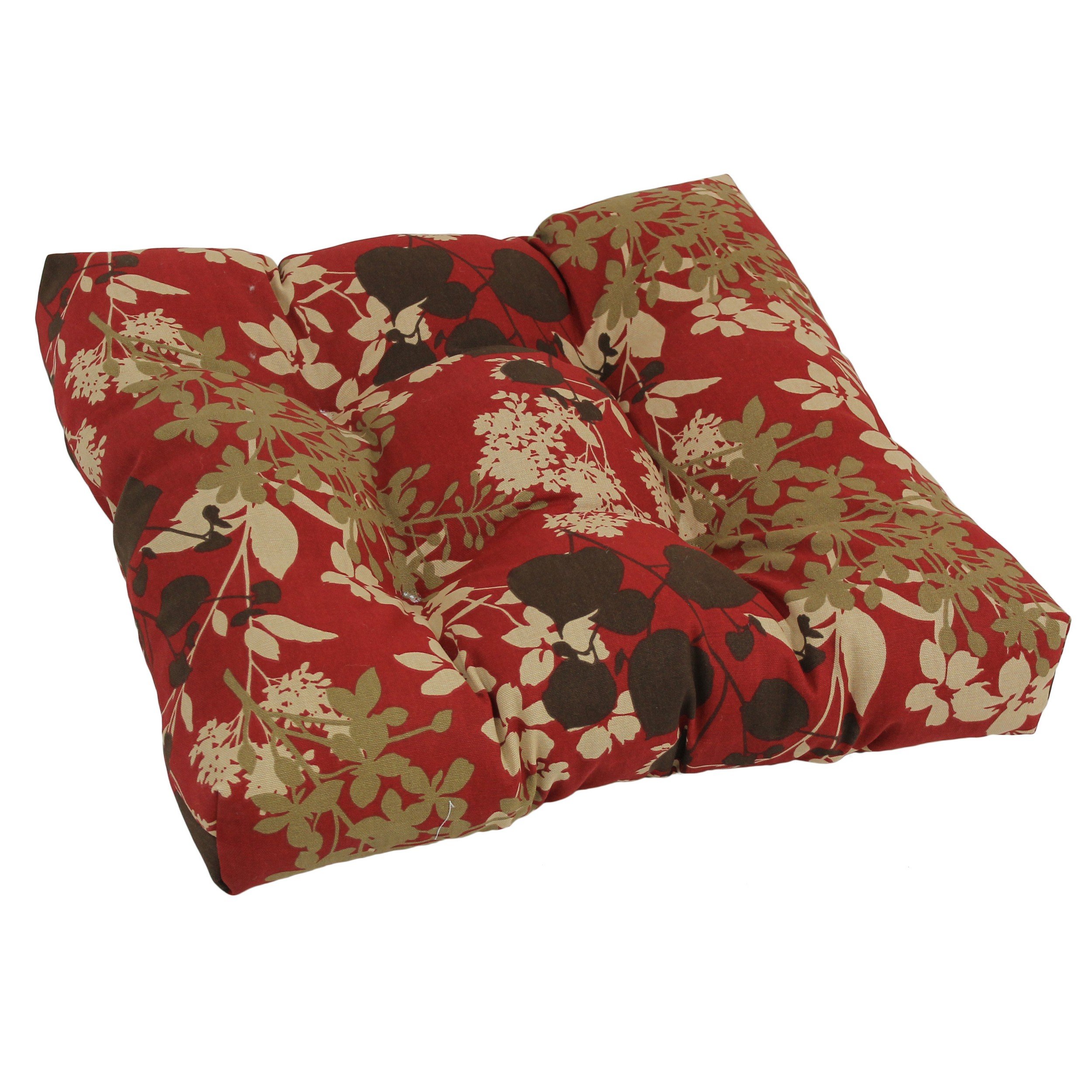 Blazing Needles 19x19 Inch Outdoor Square Chair Cushions (Set of 4) - Waterproof & UV Resistant - Montfleuri Sangria Pattern - Perfect for Patio, Deck, Poolside & Garden Furniture