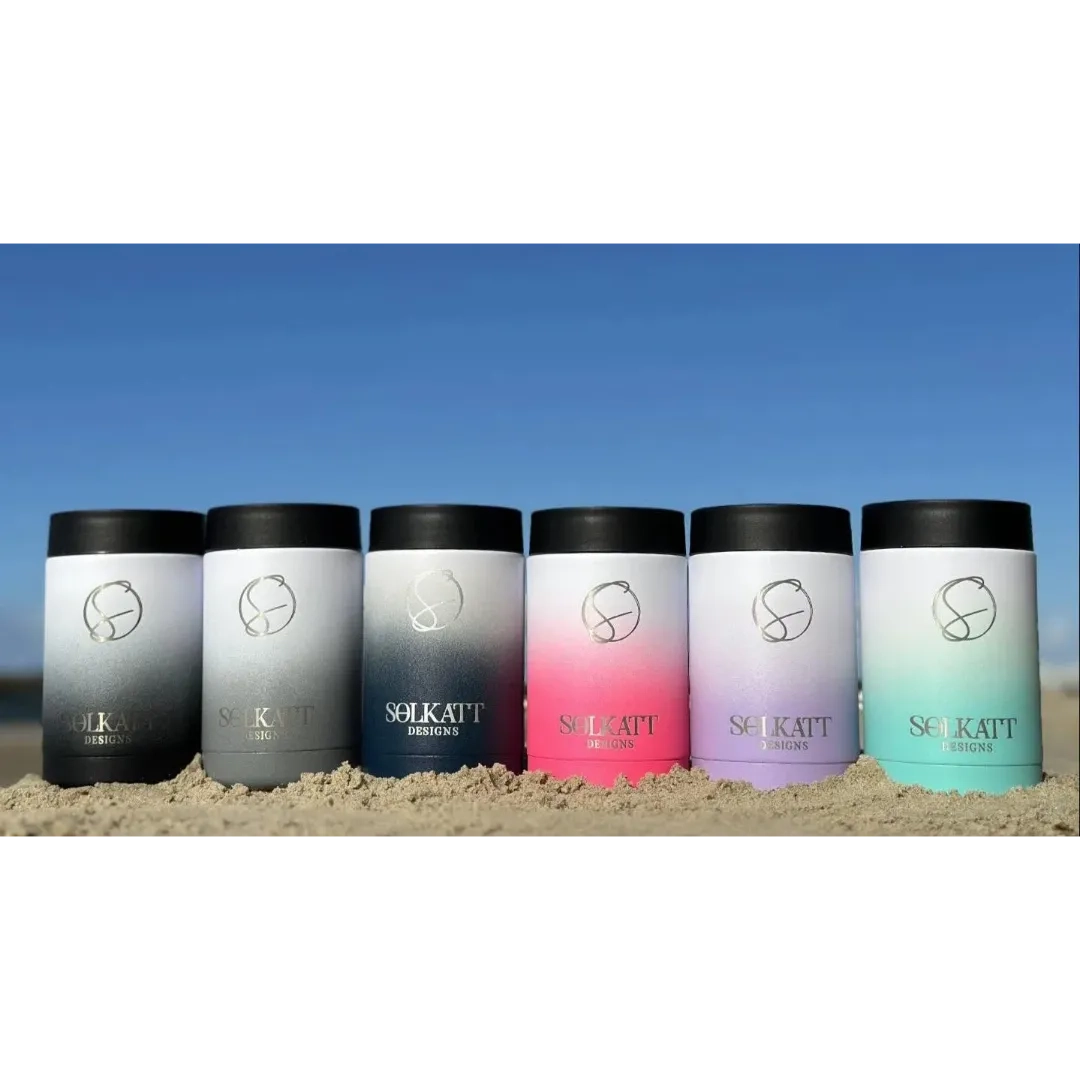 Ocean Aqua Stubby Cooler - Ombre Style Insulated Stainless Steel Beer Can Holder for Camping, Beach & Outdoor Parties - Keeps Drinks Cold for Hours