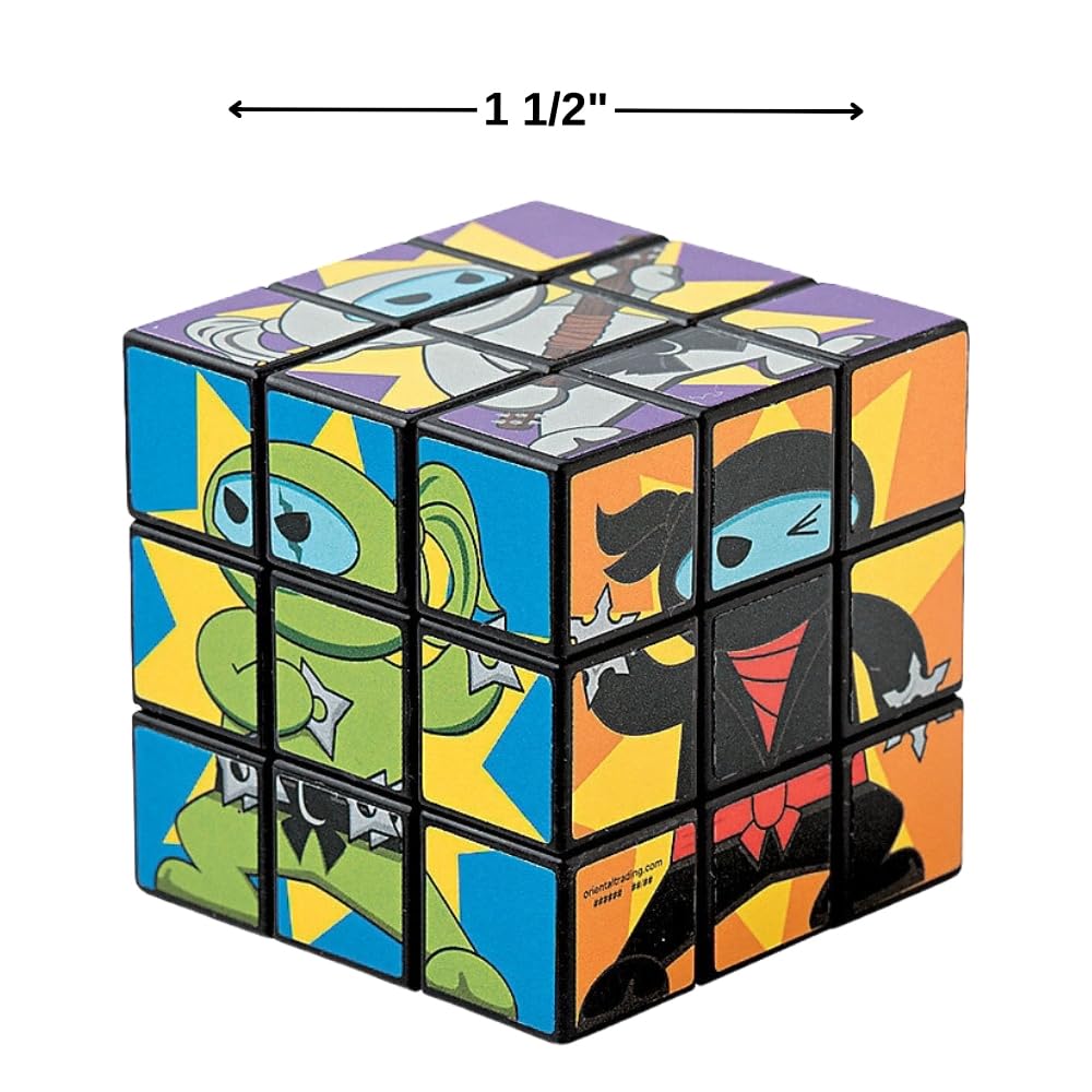 Fun Express Ninja Mini Magic Cubes - 12-Piece Puzzle Game Set for Kids & Adults - Brain Teaser Toy for Stress Relief & Travel Entertainment