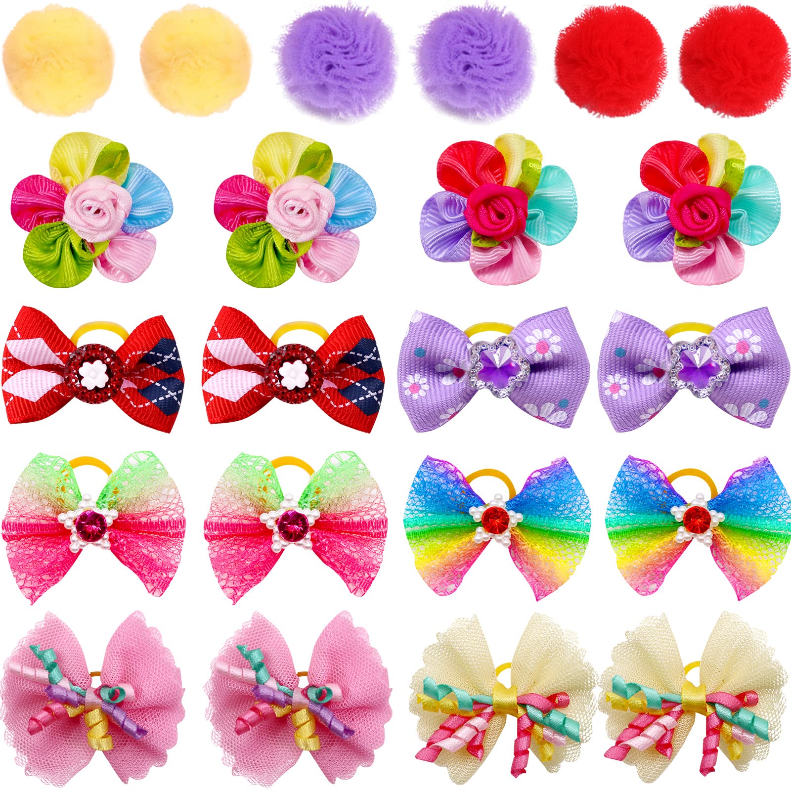 100pcs Dog Hair Bows - Small Pet Grooming Accessories for Yorkie & Puppy - Party & Daily Use
