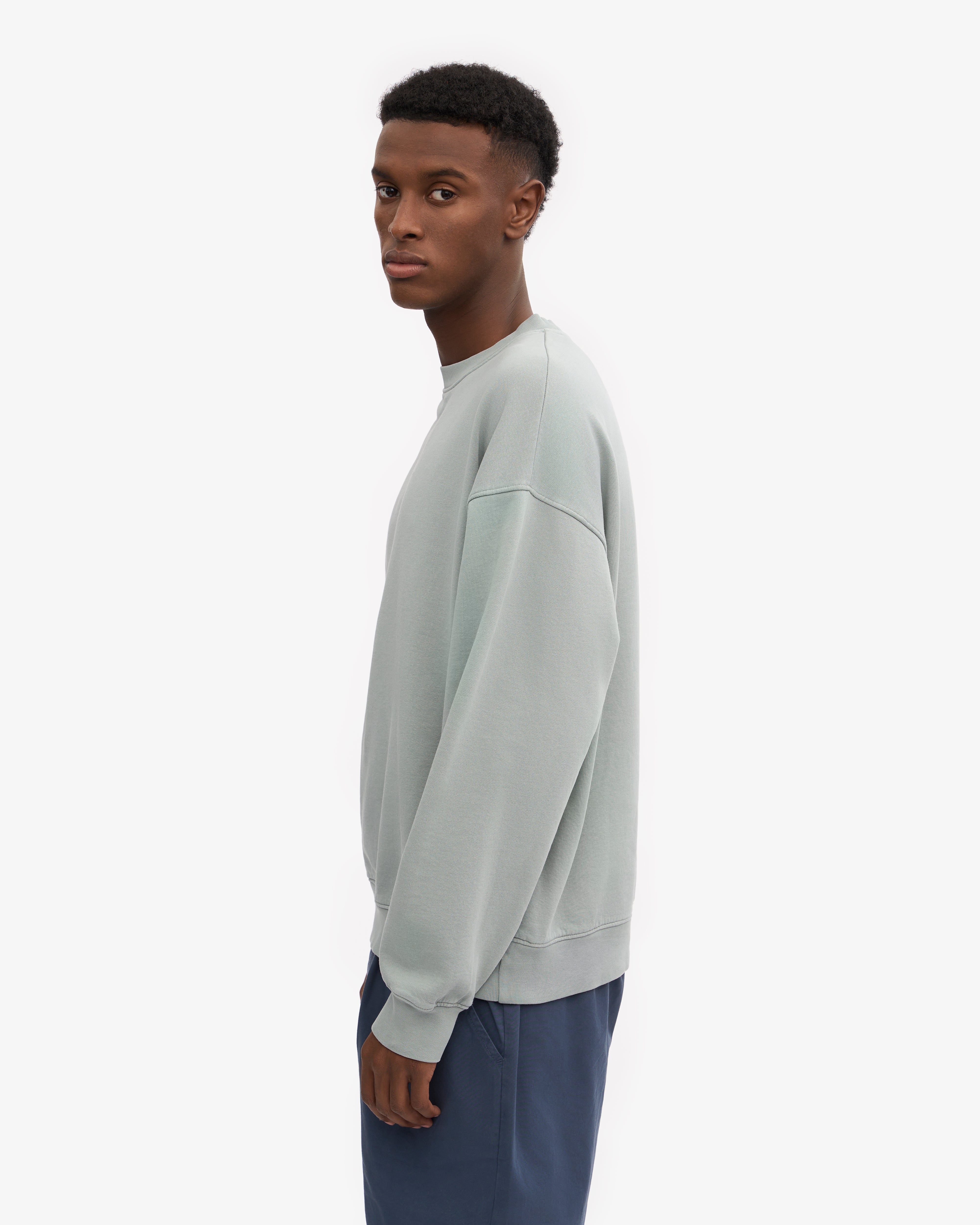 Organic Oversized Crewneck Sweatshirt for Women - Soft & Comfortable Steel Blue Pullover - Perfect for Casual Wear, Lounge & Street Style