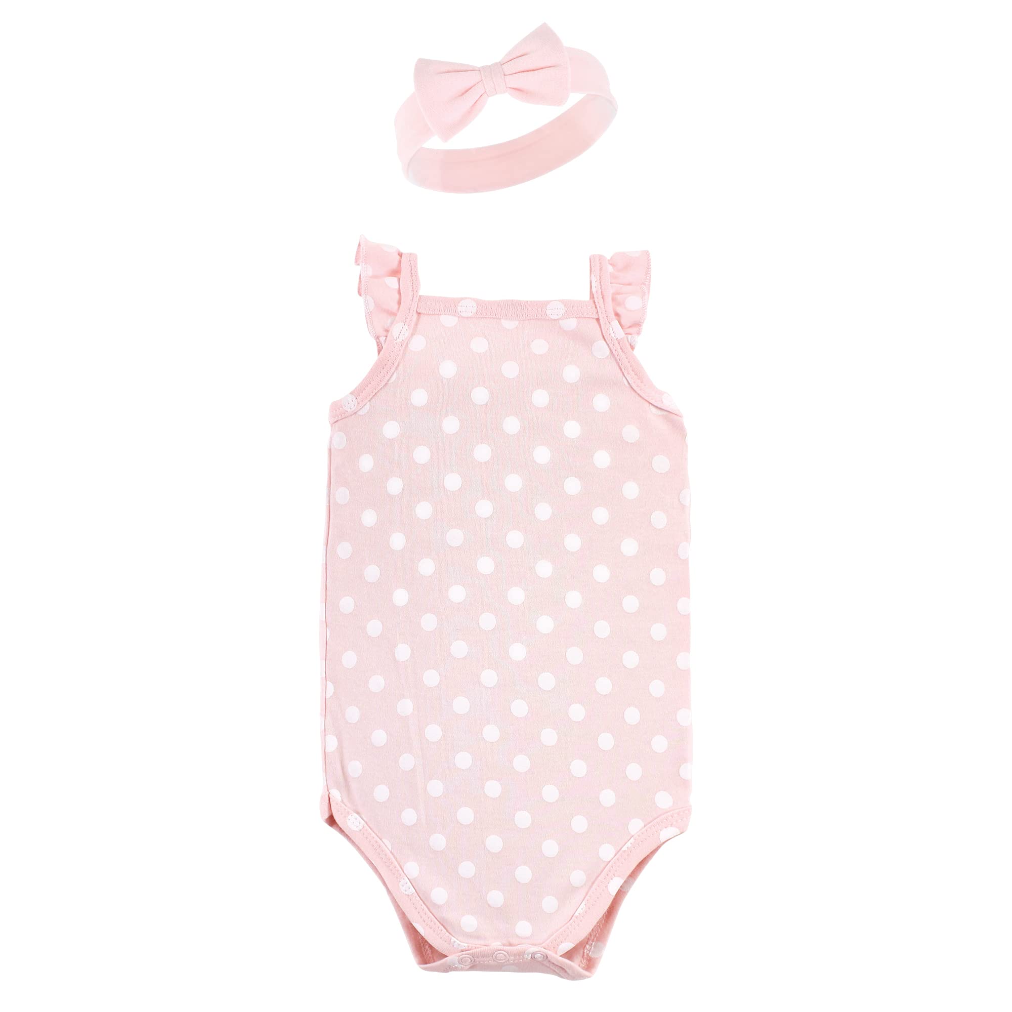 Hudson Baby Girls Sleeveless Bodysuit and Headband Set - Cute Outfit for Newborn & Toddler - Perfect for Summer, Photos, and Special Occasions
