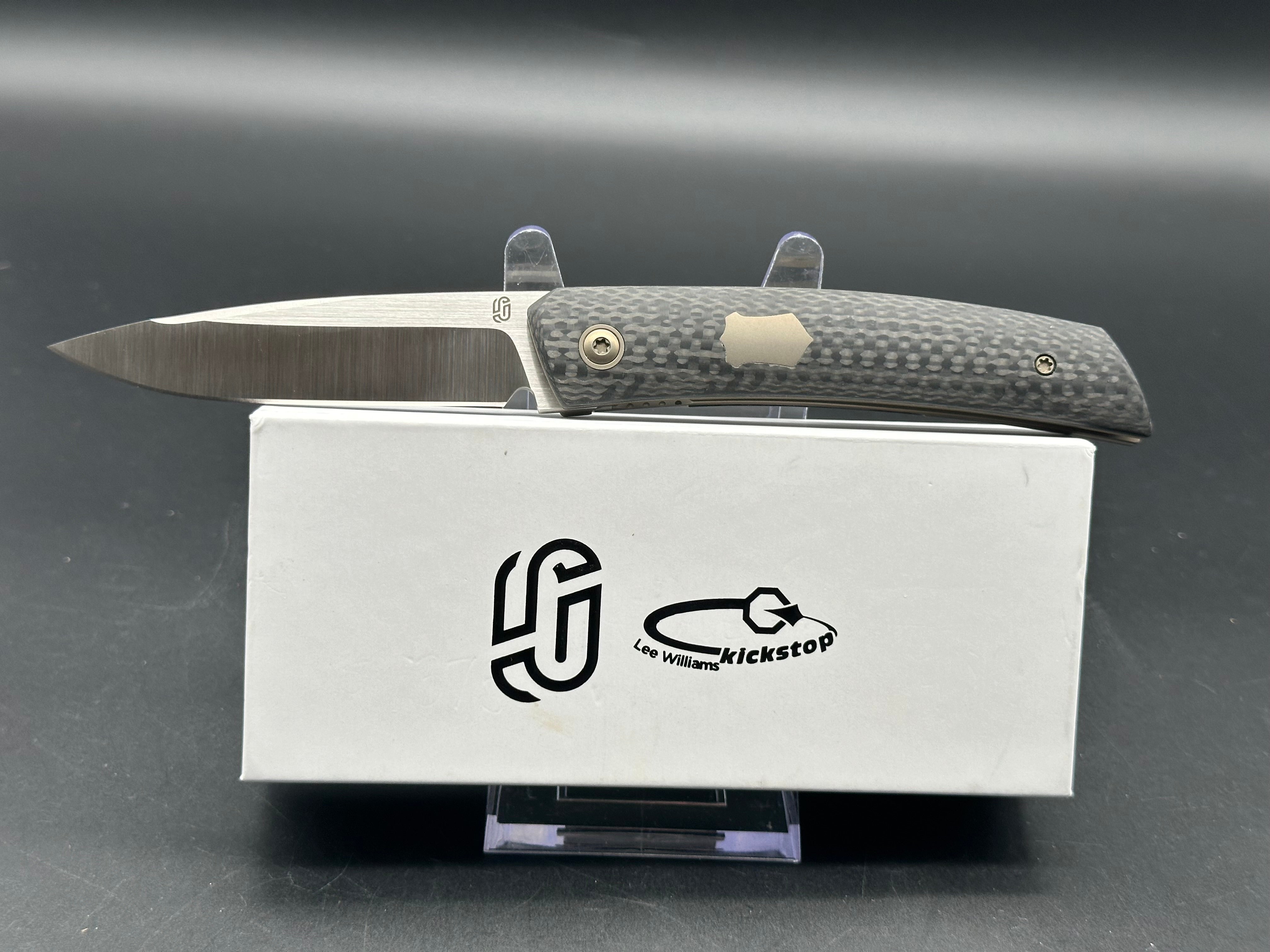 Jared Oeser F22 KickStop Flipper Knife - Premium M390 Steel Satin Blade with Carbon Fiber Handle - EDC, Tactical, Outdoor Survival & Camping Gear
