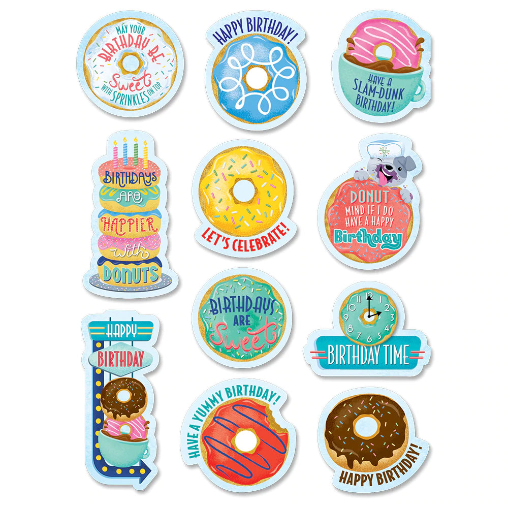 Birthday Donut Stickers - Fun & Colorful Decals for Parties, Scrapbooking & DIY Crafts - Perfect for Cupcakes, Gifts & Planner Decor