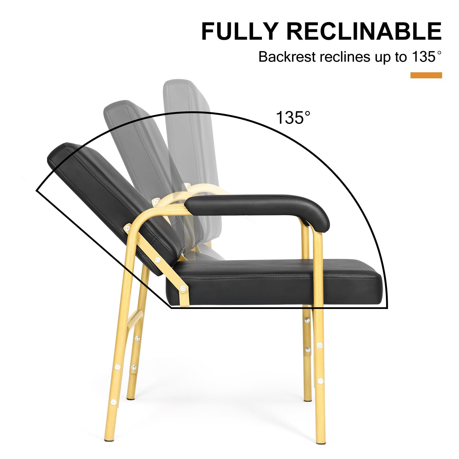 Premium Reclining Shampoo Chair for Salon & Spa - Professional Barber Stylist Chair with Auto Recline - Gold Beauty Equipment for Hair Washing, Styling & Relaxation - Perfect for Salons, Barbershops & Home Use