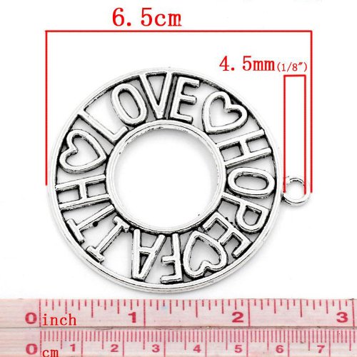 Sexy Sparkles Love Hope Faith Charm Pendant Necklace for Women - Sterling Silver Inspirational Jewelry Gift for Valentine's Day, Anniversary & Special Occasions
