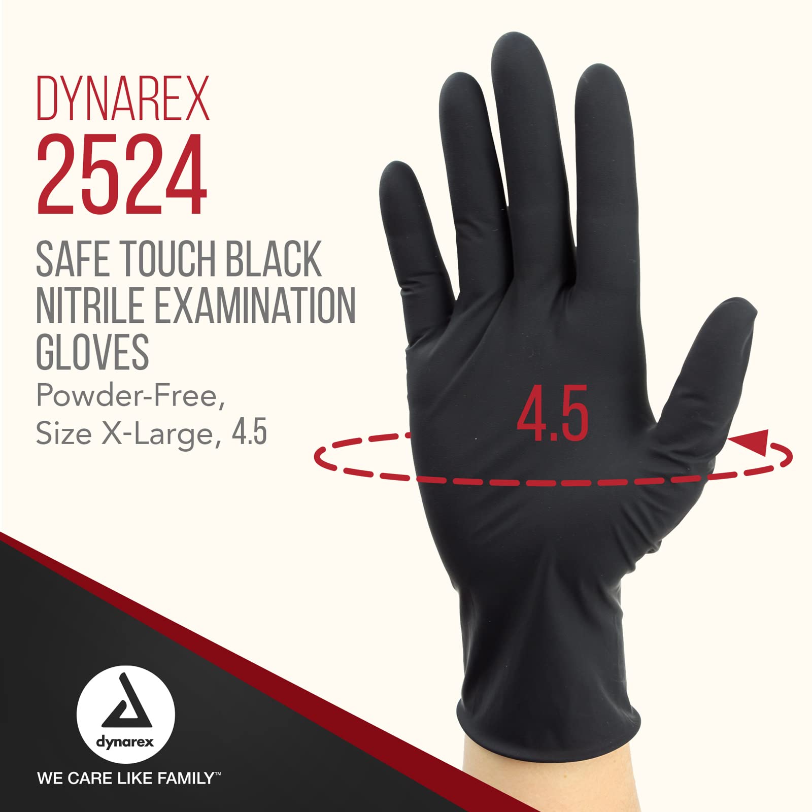 Dynarex Safe-Touch Black Disposable Nitrile Exam Gloves - Powder-Free, Extra Large (XL) - 1 Case (10 Boxes x 100 Gloves) - Medical Grade, Latex-Free - Ideal for Healthcare, Dental, Food Service & Industrial Use