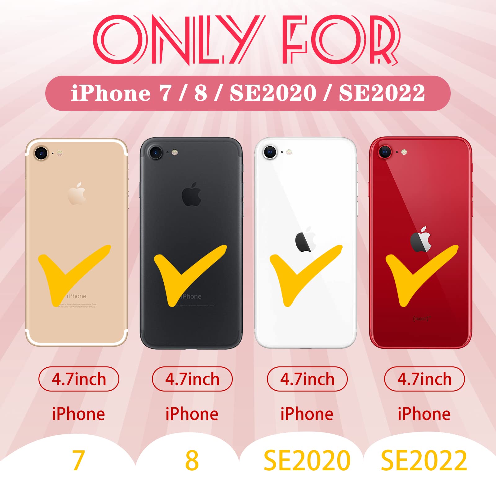 Premium Heavy Duty Protective Case for iPhone SE 2020/2022/3rd Gen & iPhone 8/7 - Cute Strawberry Design Hard Cover for Women, Men, Girls & Boys - Perfect for Daily Use, Travel & Outdoor Activities