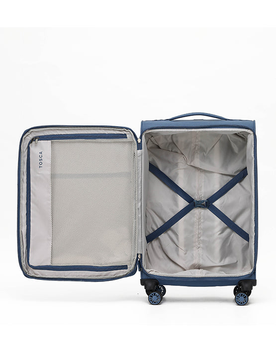 Tosca SO LITE New AIR5055 67cm Medium Spinner Luggage - Lightweight Carry-On Suitcase with 360° Wheels, Blue | Perfect for Business Travel & Weekend Getaways