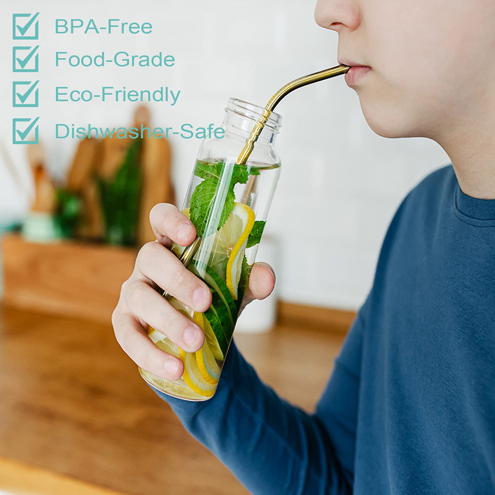 16-Pack Reusable Stainless Steel Metal Straws with Silicone Tips - Dishwasher Safe, BPA Free Drinking Straws with Cleaning Brush & Travel Case - Perfect for Smoothies, Iced Coffee, Cocktails & Home/Office Use