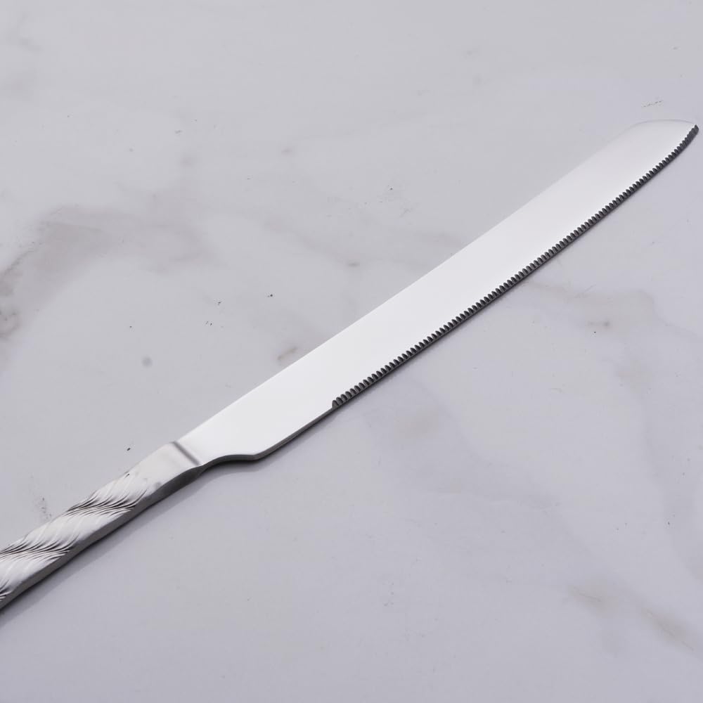 Premium Silver Cake Cutting Set - Stainless Steel Cake Knife & Server with Ergonomic Handle - Elegant Wedding, Birthday & Party Cake Pie Cutter Set - Perfect for Anniversary Celebrations, Bridal Showers & Dessert Tables