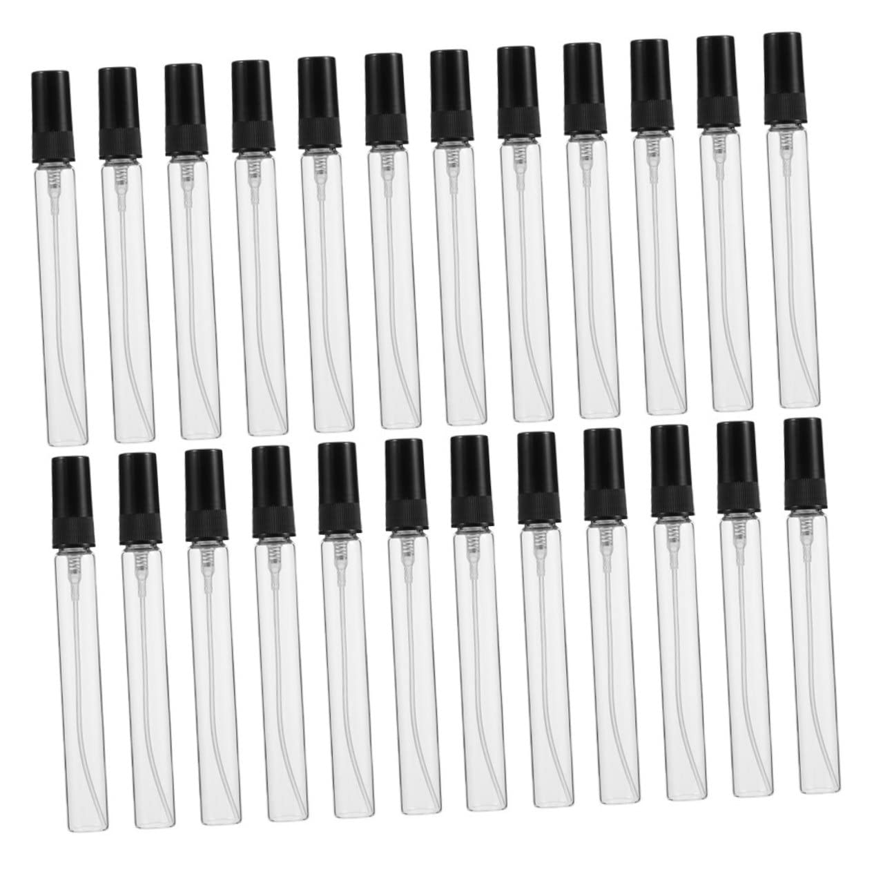 Minkissy 5ML Glass Perfume Bottles with Black Nozzles - 25PCS Empty Refillable Travel Spray Bottles for Perfume, Essential Oils & DIY Liquids | Perfect for Home, Travel & Gift Packaging