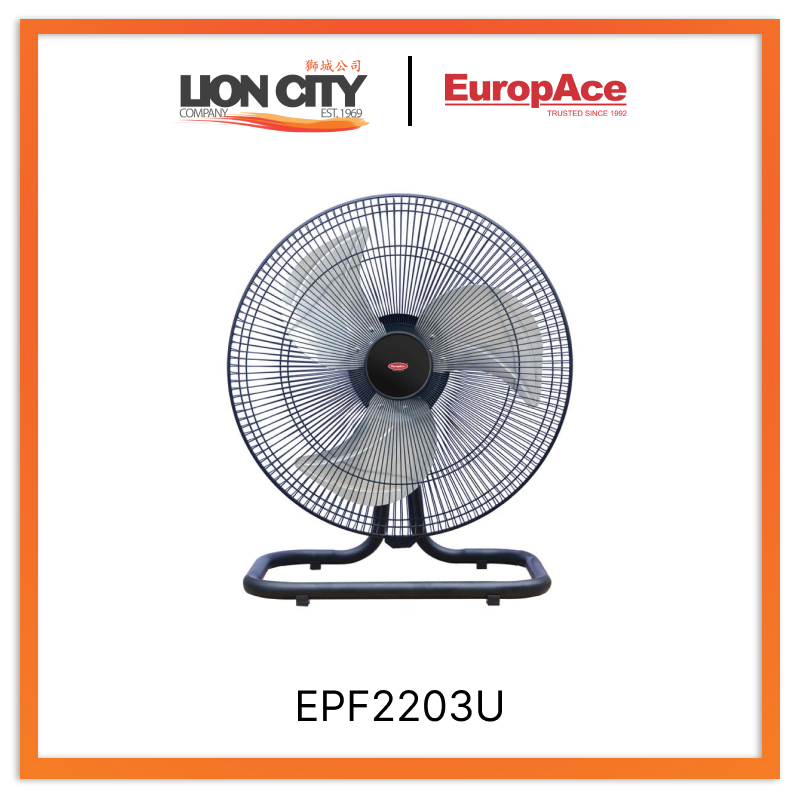 Europace EPF2203U 20 Inch Twin Turbo Power Floor Fan - High Velocity Cooling for Home, Office, and Outdoor Use