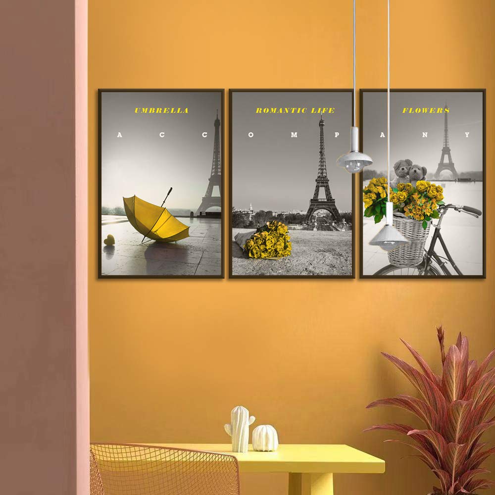 Wall26 3-Piece Framed Canvas Wall Art - Modern Cityscape Buildings Theme Print for Living Room & Bedroom Decor - Ready to Hang 24