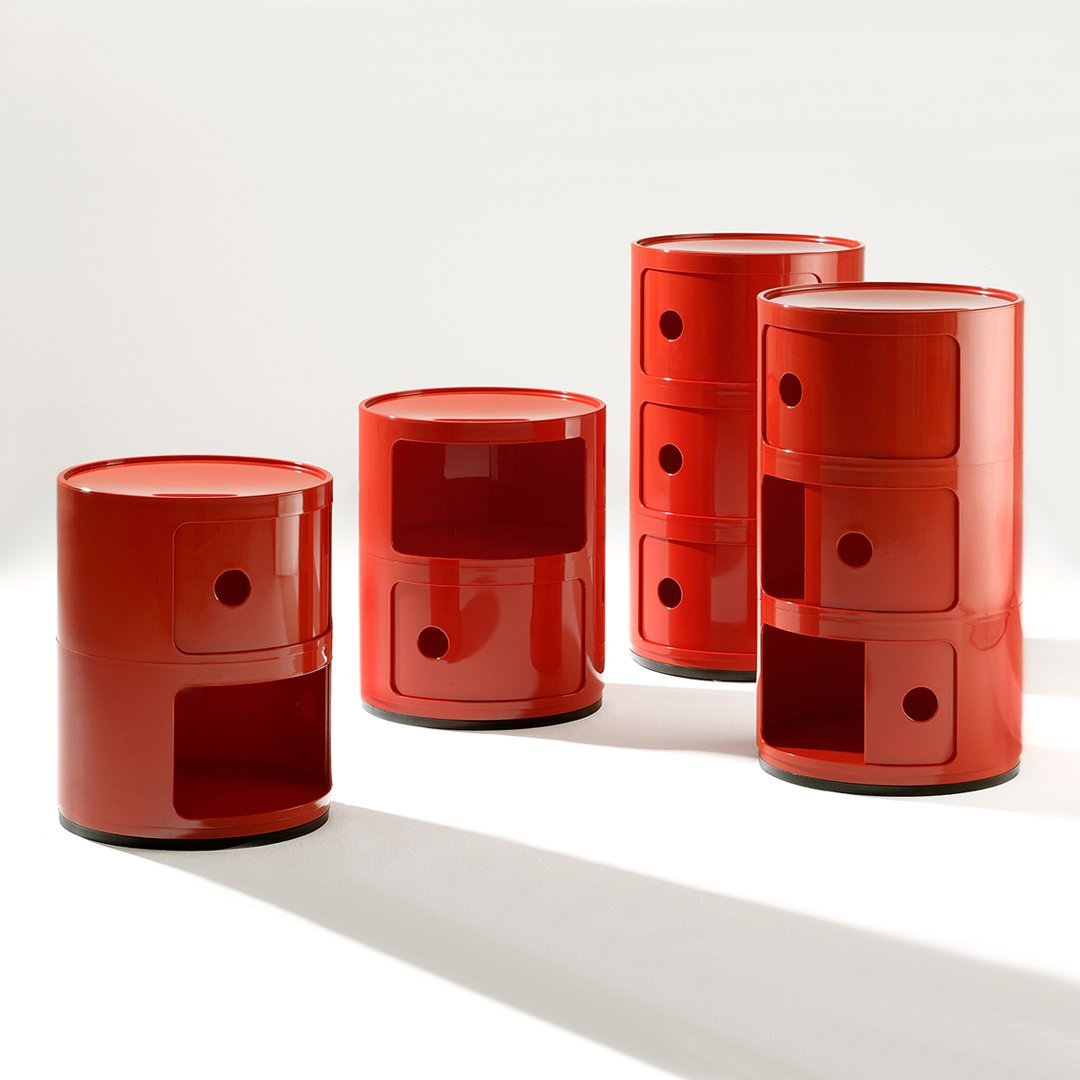Componibili Round 2-Door Storage Tower - Modern Modular Cabinet for Bedroom, Living Room & Office Organization