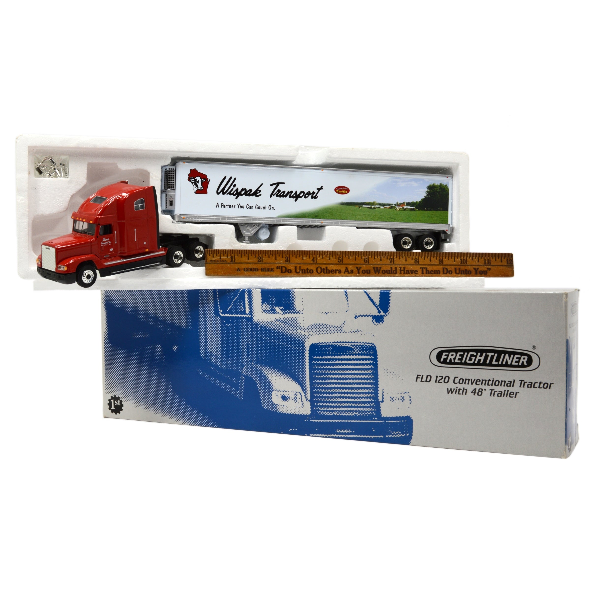 First Gear 1:54 Scale Diecast Freightliner FLD 120 Conventional Tractor Trailer Model - Collectible Semi Truck for Display & Gifts - Perfect for Truck Enthusiasts & Model Collectors