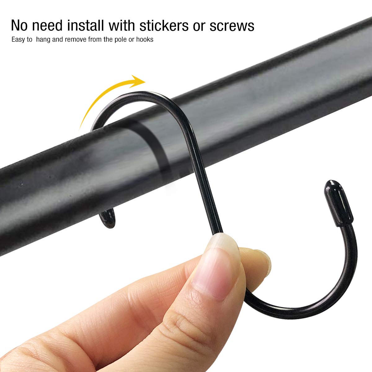 20 Pack S-Shaped Hanging Hooks for Kitchen - Heavy Duty Pot Pan Hooks for Pots, Pans, Plants, Bags & Towels - Space Saving Organizer for Kitchen, Bathroom, Bedroom & Office (Black) - Perfect for Cabinet Doors, Shelves & Wall Mounting