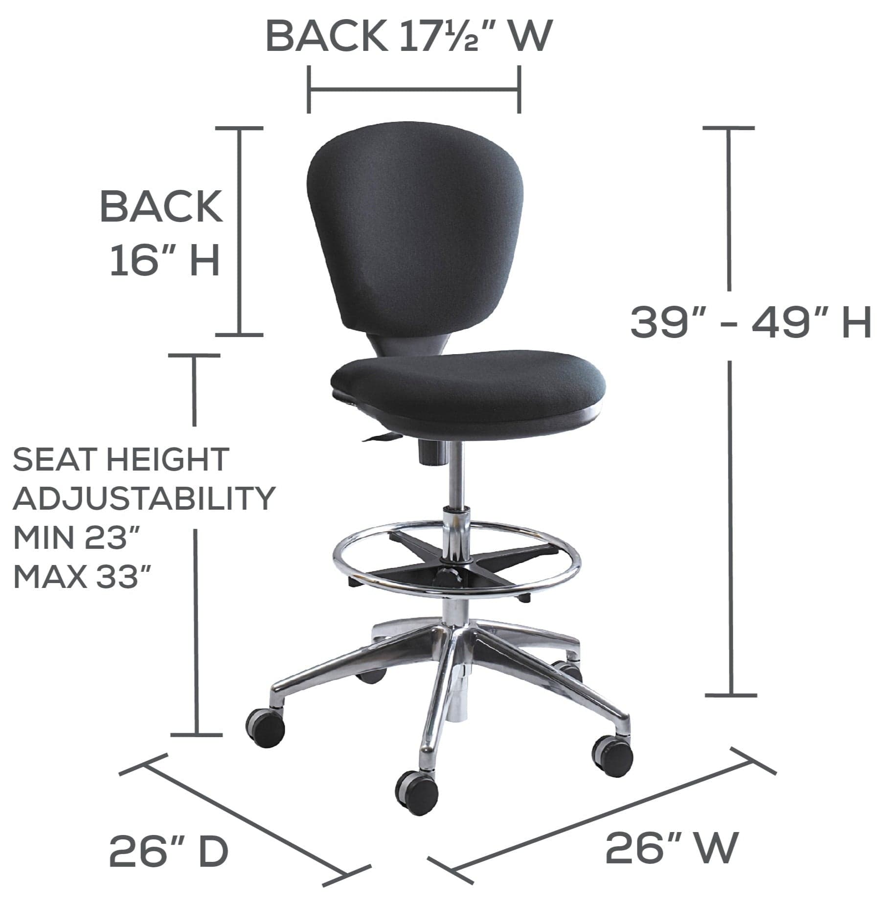 Safco Metro Series Drafting Stool 3442 - Adjustable Height Ergonomic Office Chair for Architects & Designers | Perfect for Drafting Tables, Home Office & Studio Workspaces