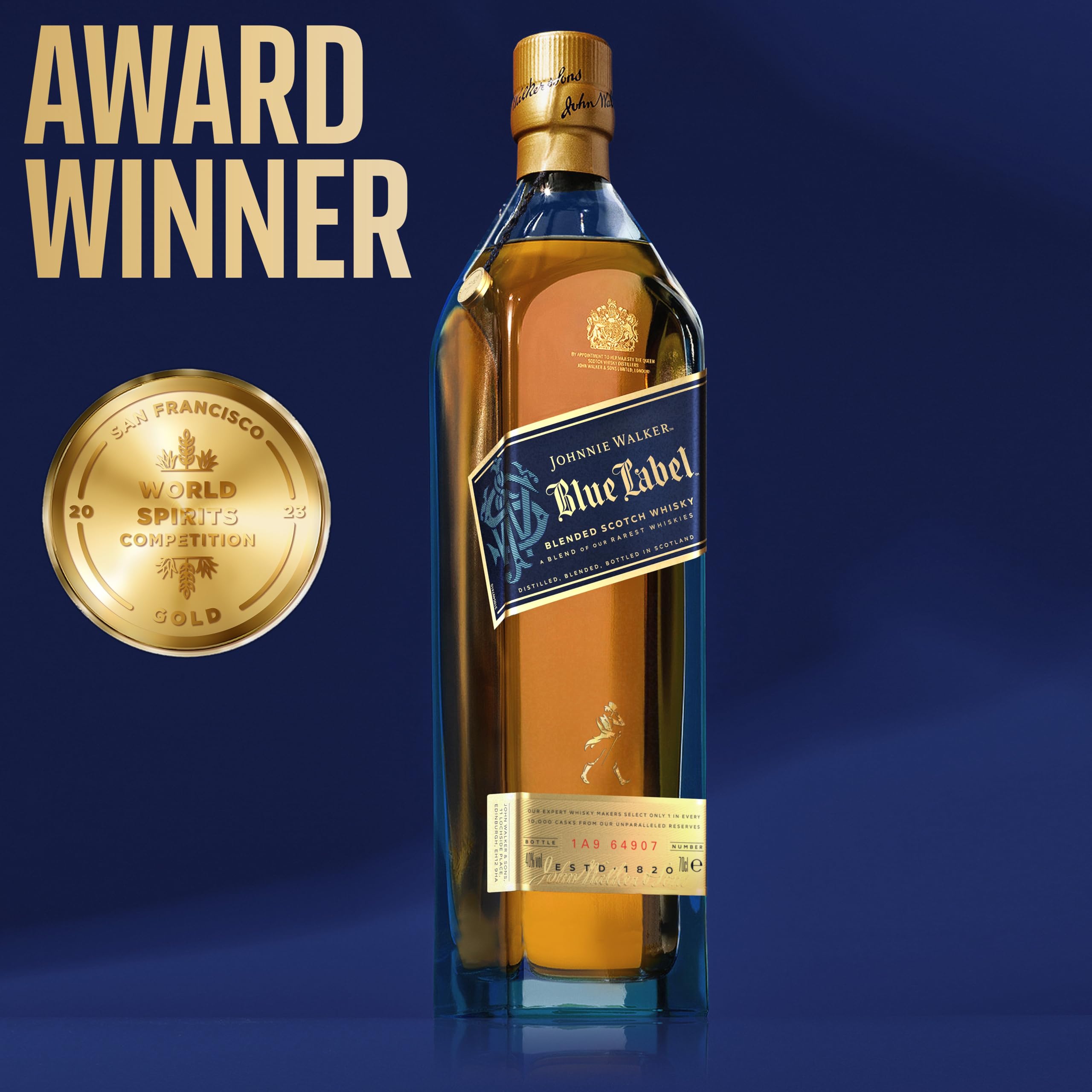 Blue Label Blended Scotch Whisky Empty Bottle & Box - Premium Collectible for Home Bar Display, Whisky Memorabilia, and Gift Packaging