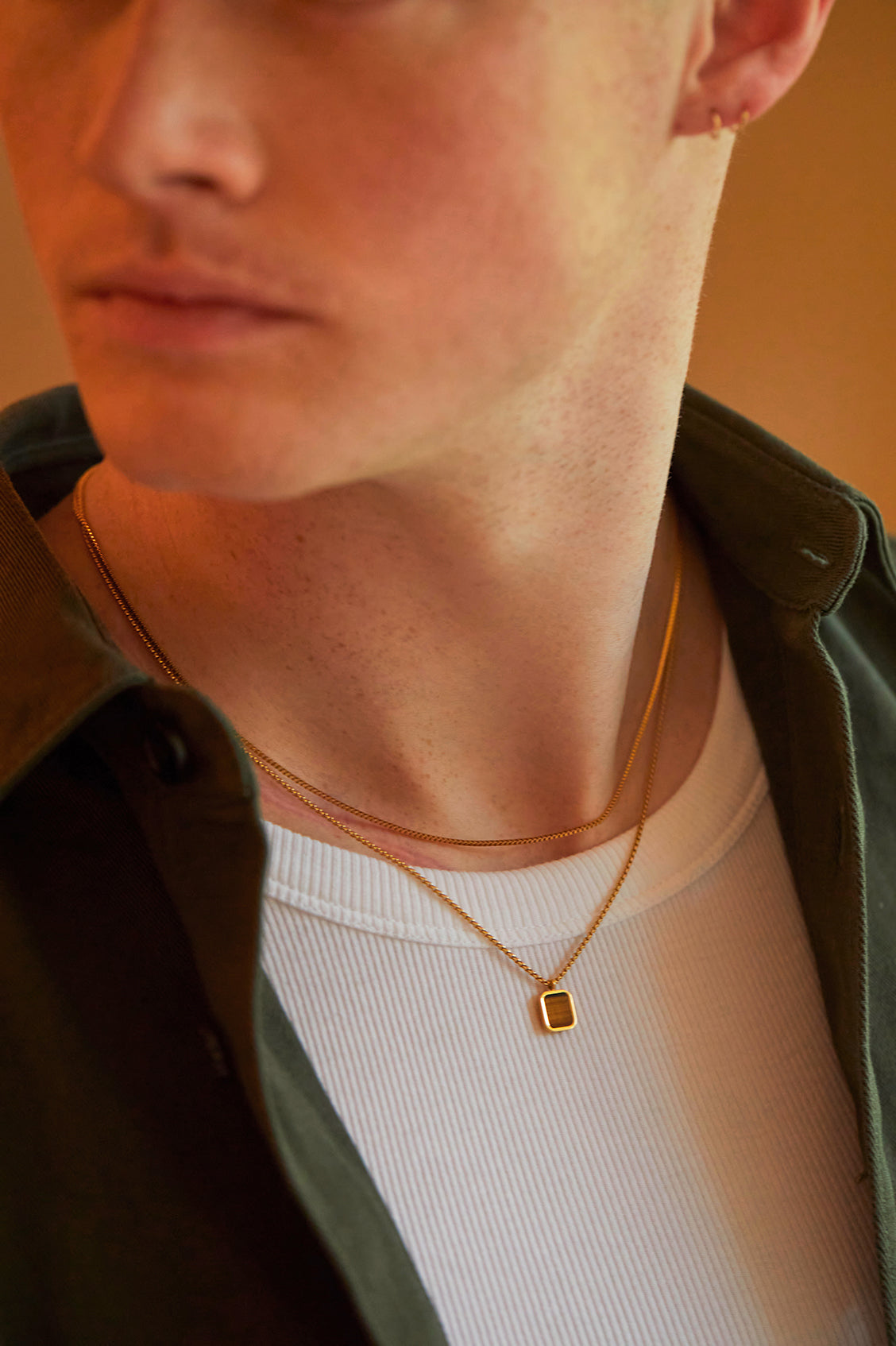 Men's Square Gemstone Pendant Necklace - Sterling Silver or Gold Plated - Perfect for Gifts, Weddings & Everyday Wear