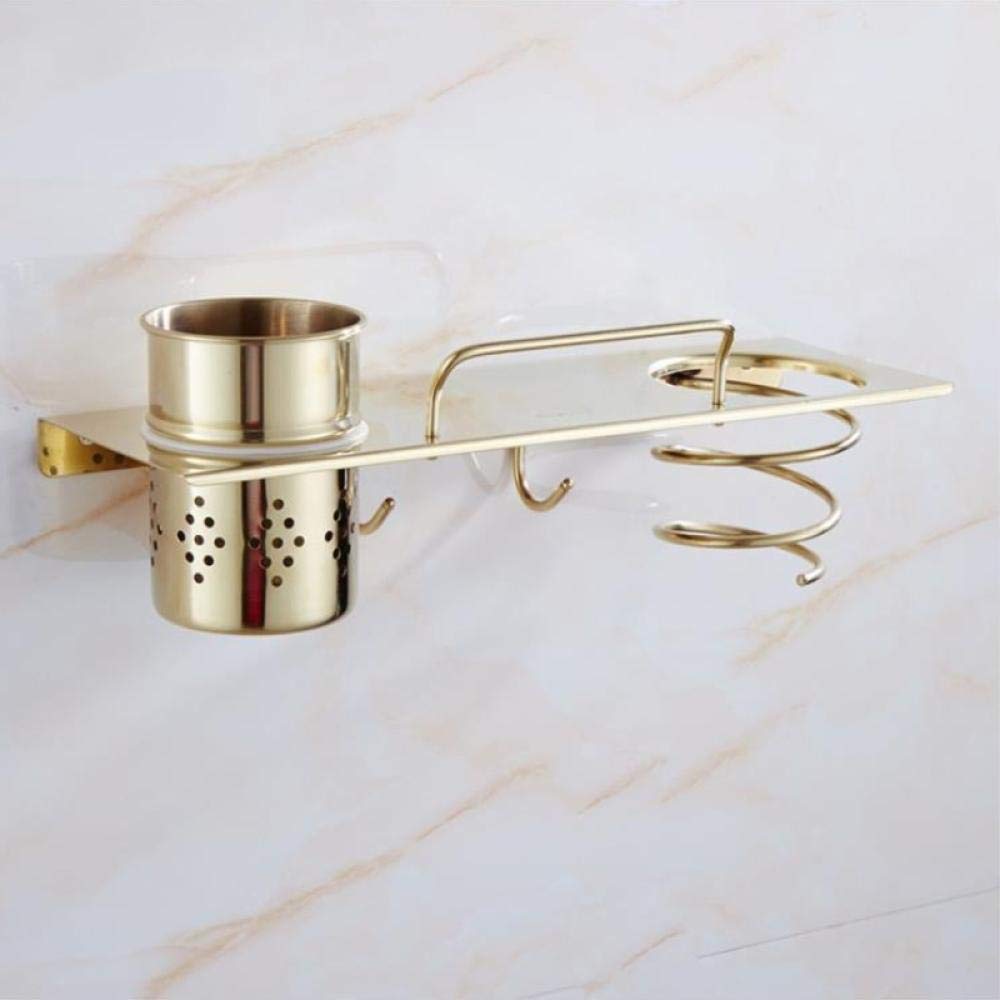 Stainless Steel Wall Mounted Hair Dryer Holder - Bathroom Organizer Shelf for Blow Dryer, Toiletries & Hardware Storage | Perfect for Small Bathrooms, Vanities & Salon Use