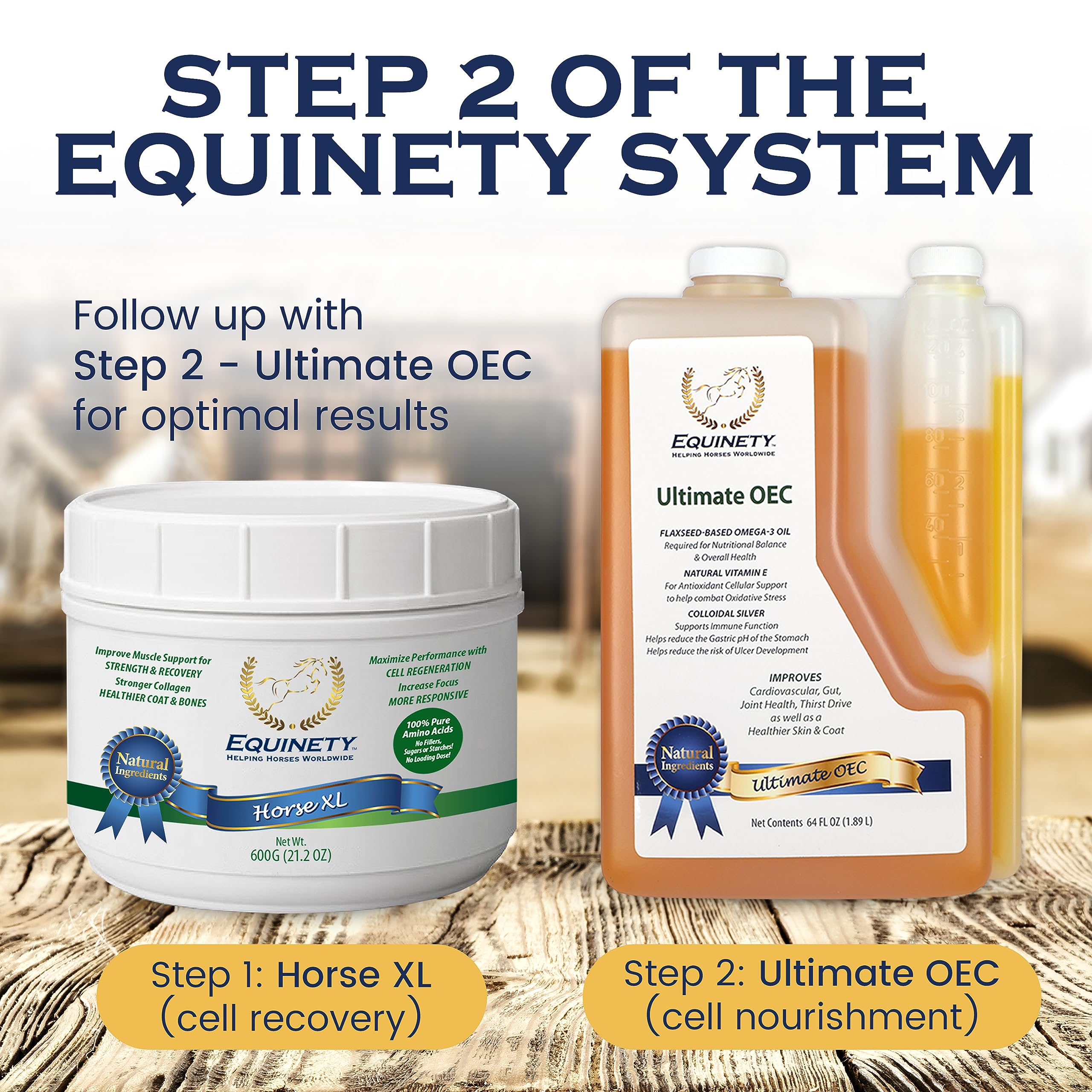 Premium OEC Horse Supplements - Omega 3 Flaxseed, Vitamin E & Coat Defense for Healthy Joints, Hooves & Shiny Coat | Vet-Approved Equine Supplement for Performance Horses & Senior Horses - Ideal for Training, Racing & Daily Care