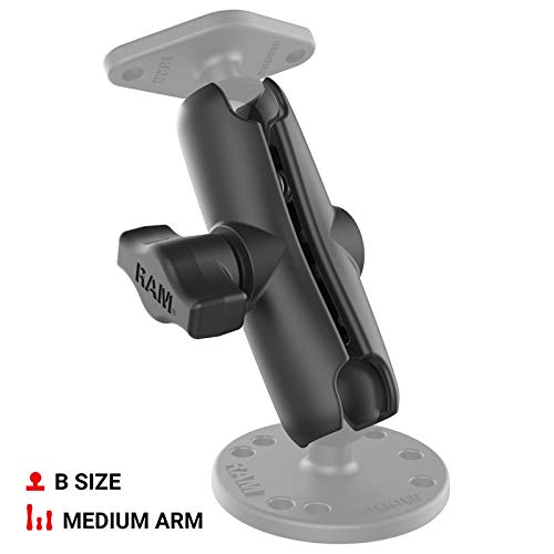 RAM Mounts RAM-B-201U-C 双插座长臂支架 - 兼容1英寸RAM B系列球头组件，适用于车载导航、摩托车仪表及户外设备固定