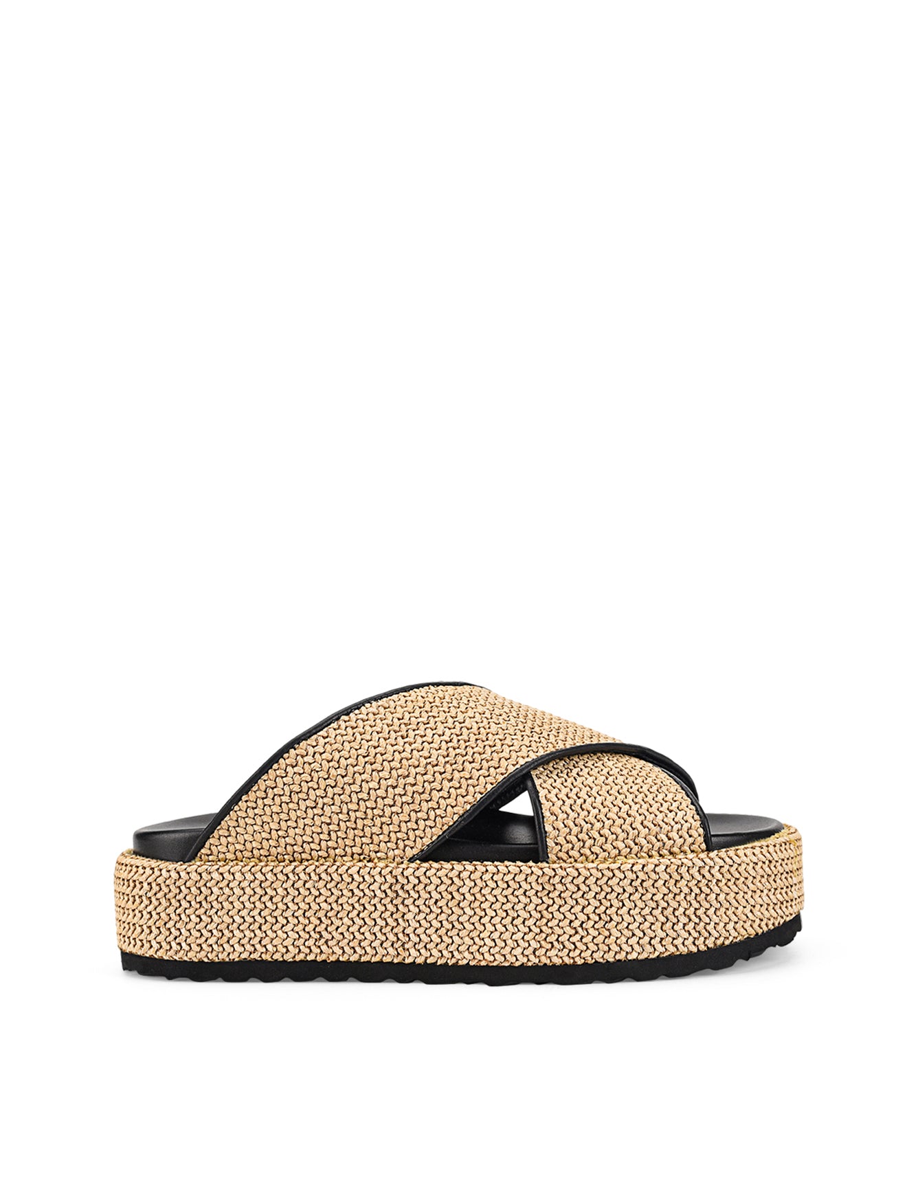 April Women's Flatform Sandals - Natural Weave & Black | Comfortable Summer Platform Sandals for Beach, Vacation and Casual Outfits