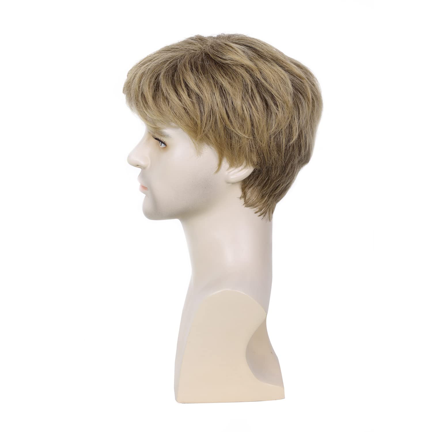 BECUS Men's Short Blonde Gradient Brown Synthetic Wig - Natural Looking Straight Hair Replacement for Men | Costume, Halloween, Cosplay & Daily Use