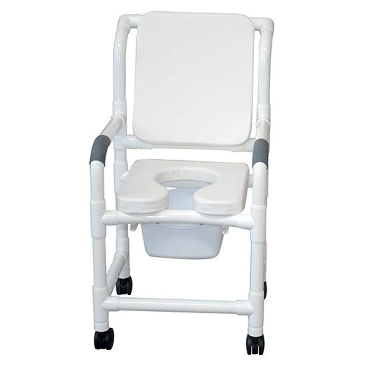 Adjustable Height Shower Chair with Padded Seat & Back Support - 300 oz Commode Pail - 40.5